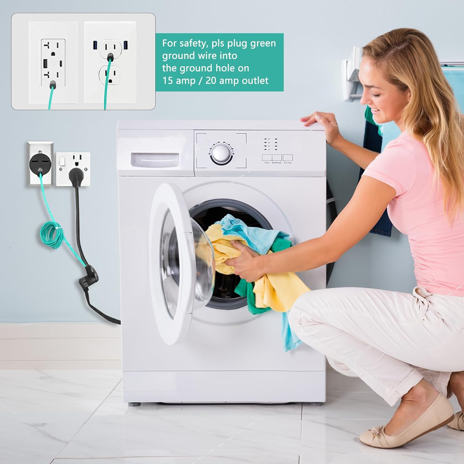 1.5FT Welder Plug Adapter Cord NEMA 10-50P Male to Dryer 14-30R Female with Ground Wire - 30A, 125V/250V - 3 Prong to 4 Prong Dryer Adapter