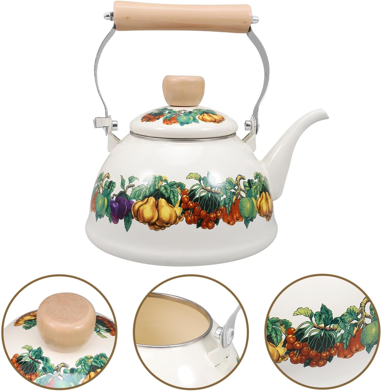 1.5L Enamel Tea Kettle for Home & Camping - Stovetop Coffee Pot with Porcelain Enameled Teakettle