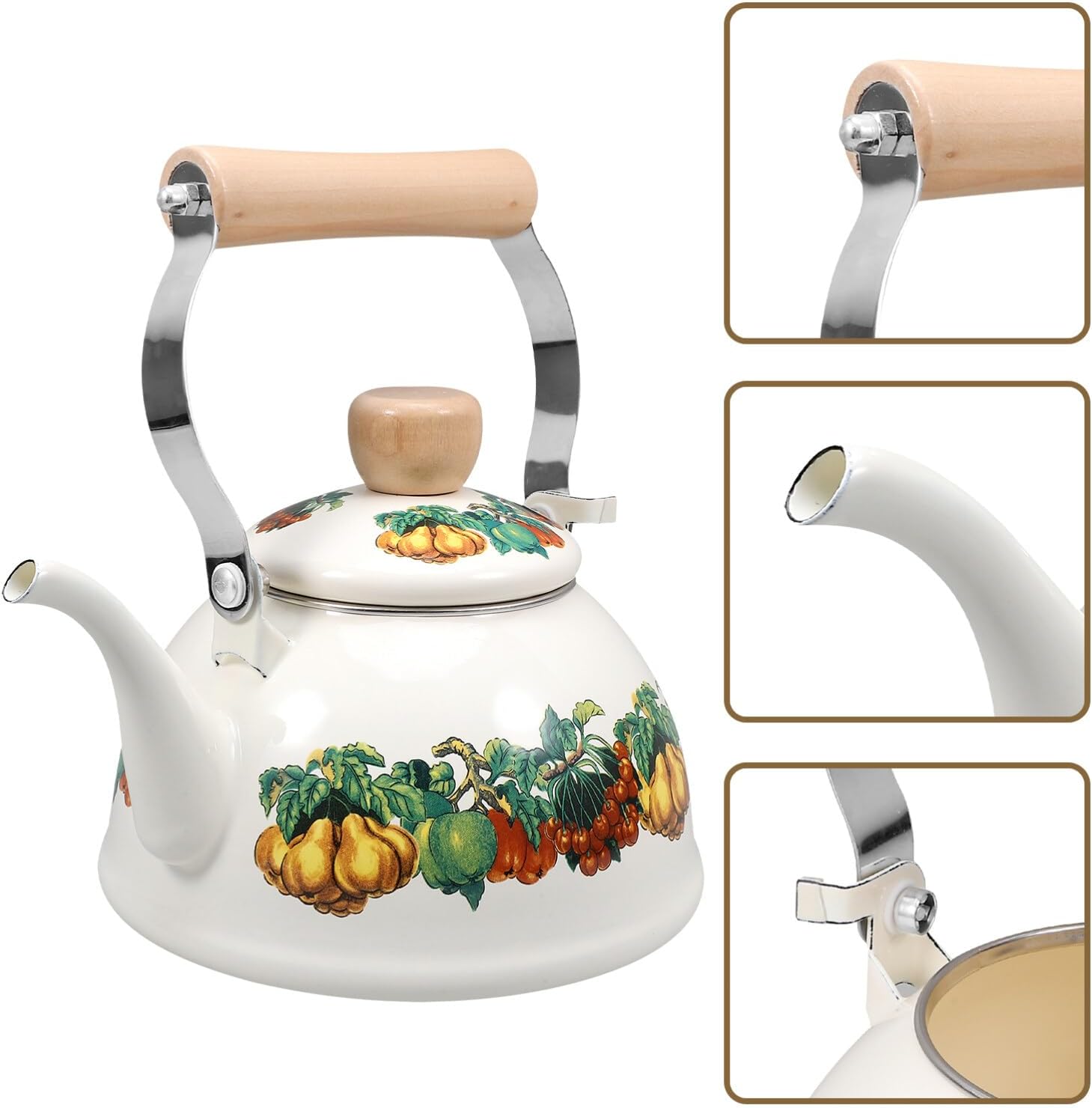 1.5L Enamel Tea Kettle for Home & Camping - Stovetop Coffee Pot with Porcelain Enameled Teakettle