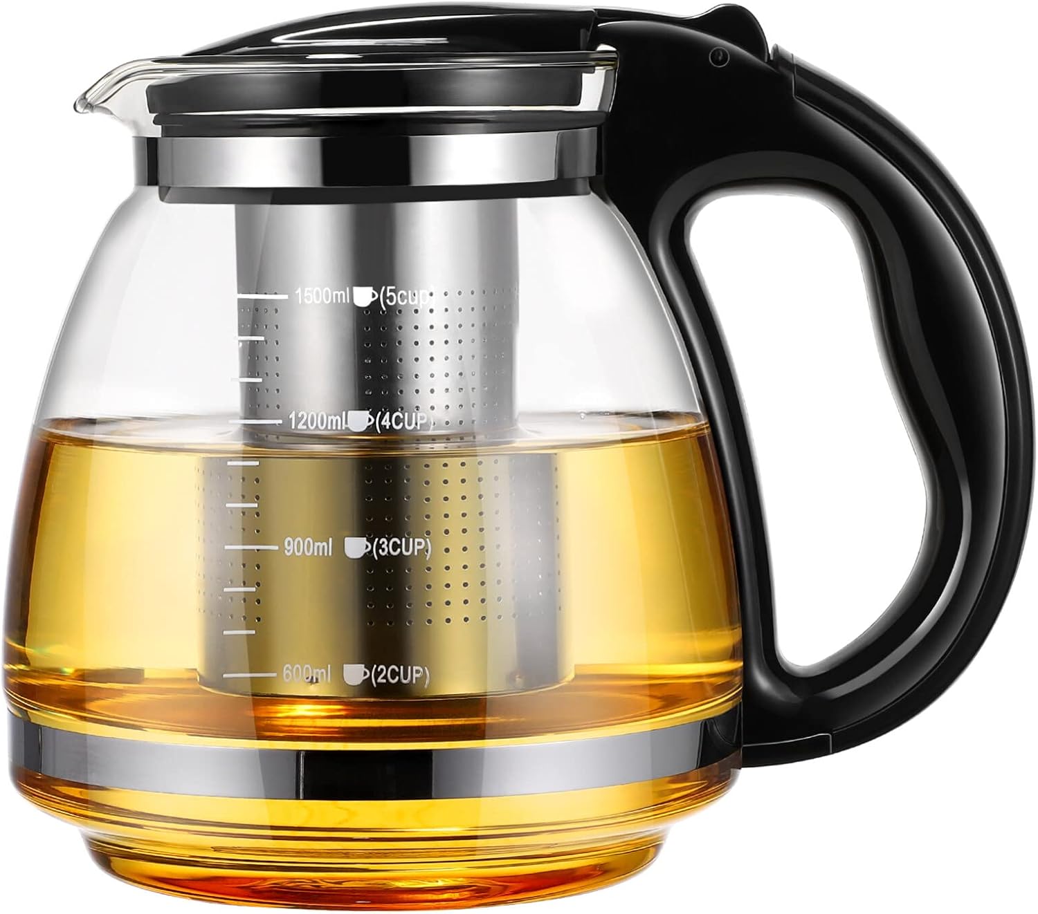 1.5L Glass Teapot with Stainless Steel Infuser for Blooming & Loose Tea - Cabilock