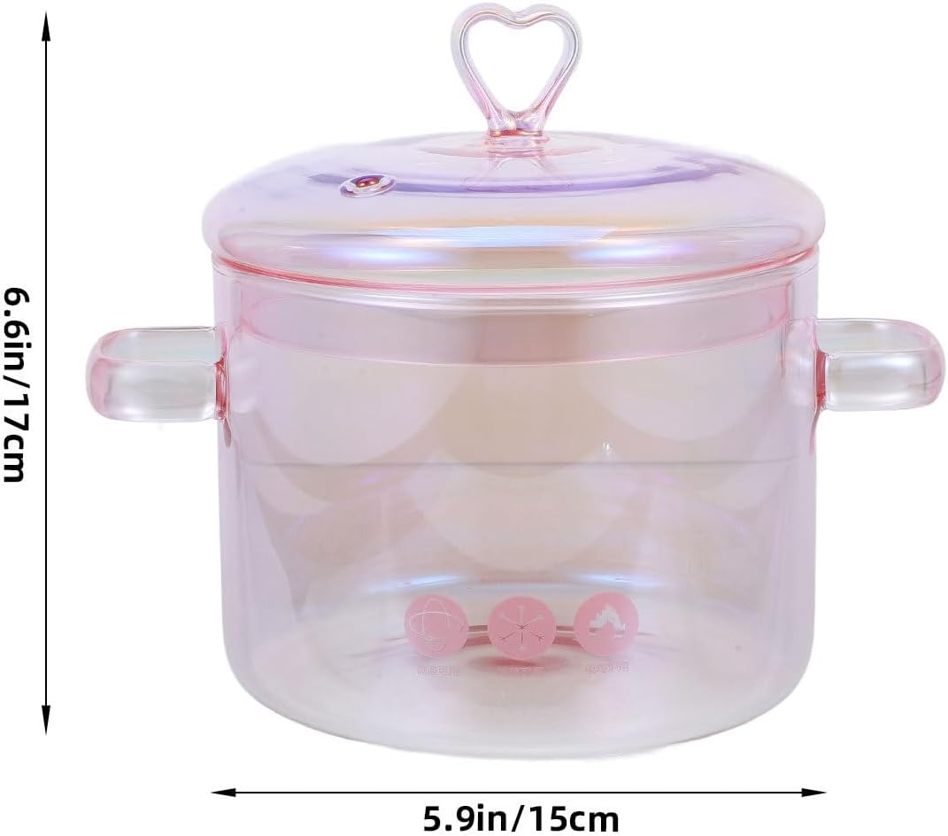 1.5L Handmade Glass Stove Pot with Lid for Cooking Pasta, Soup, and Baby Food - Heat Resistant Cookware by DOITOOL