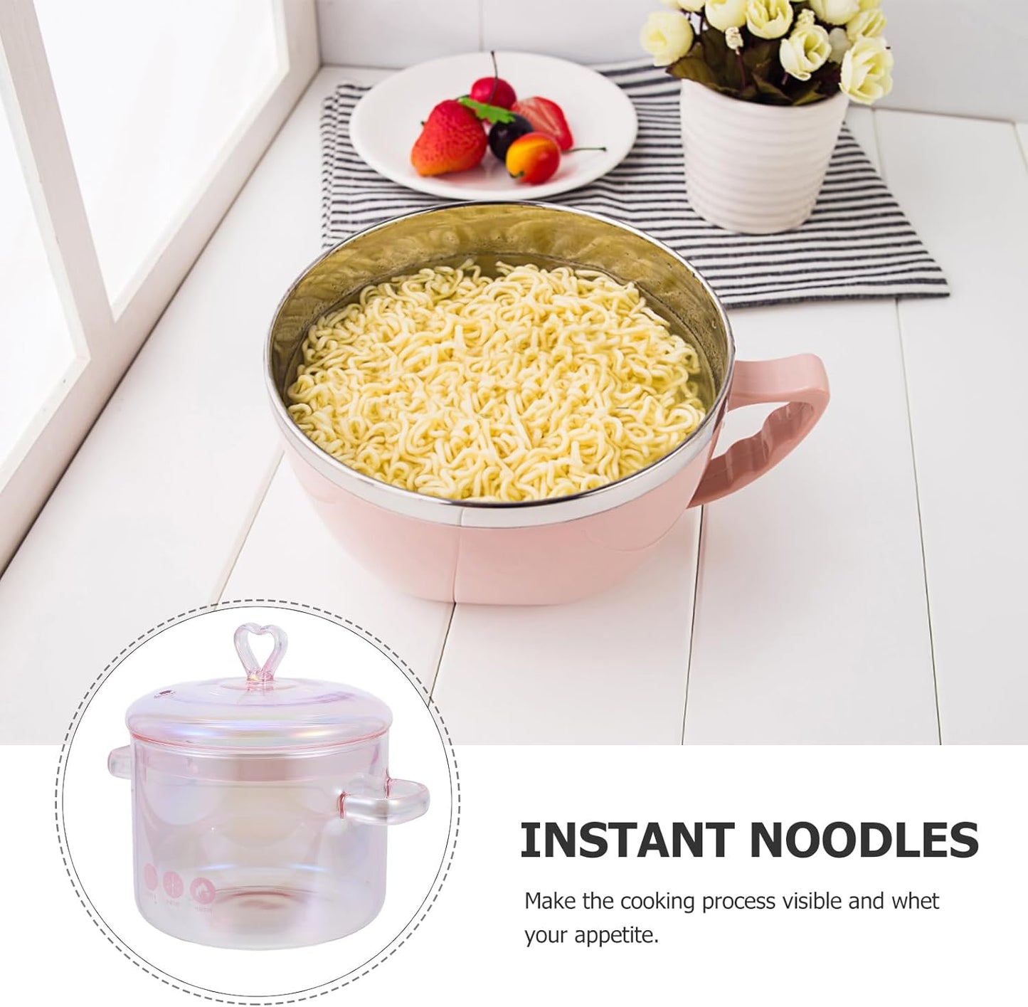 1.5L Handmade Glass Stove Pot with Lid for Cooking Pasta, Soup, and Baby Food - Heat Resistant Cookware by DOITOOL