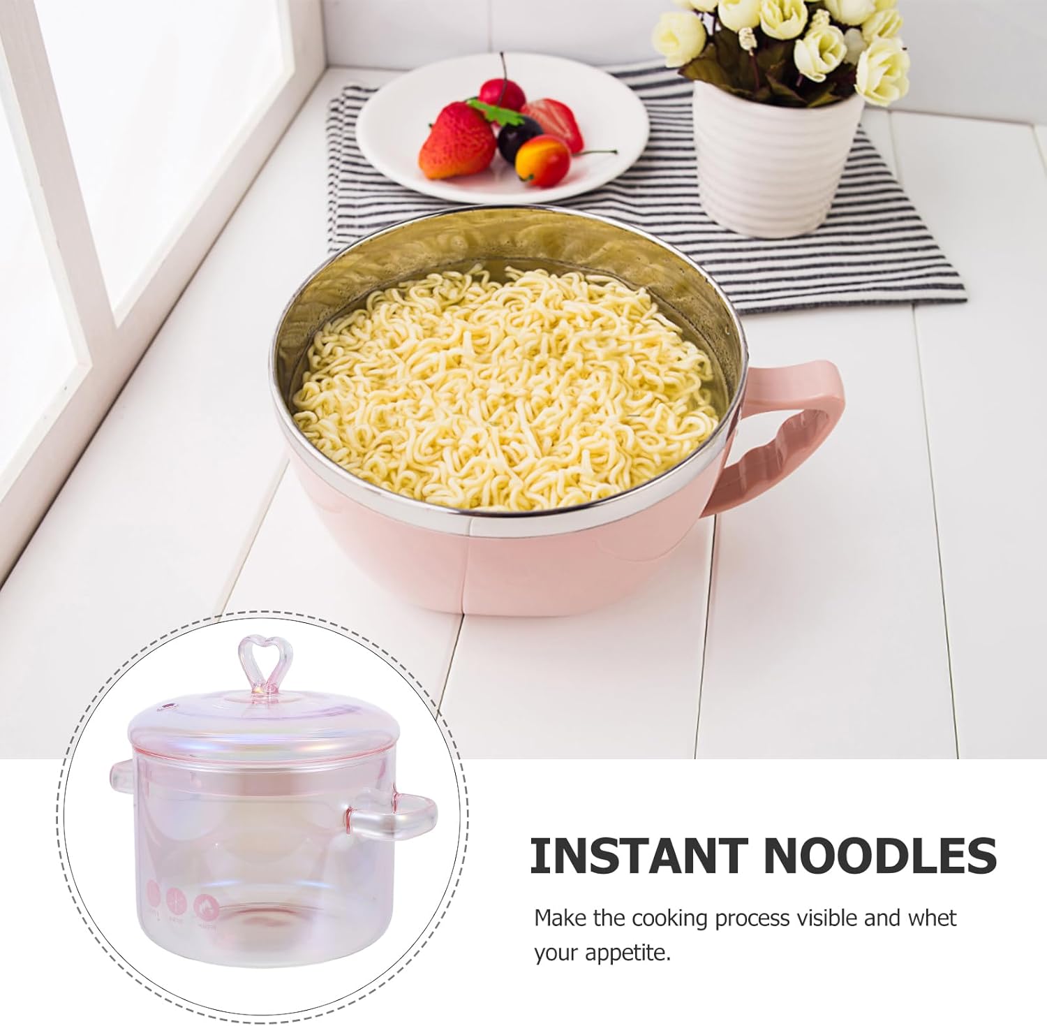 1.5L Handmade Glass Stove Pot with Lid for Cooking Pasta, Soup, and Baby Food - Heat Resistant Cookware by DOITOOL