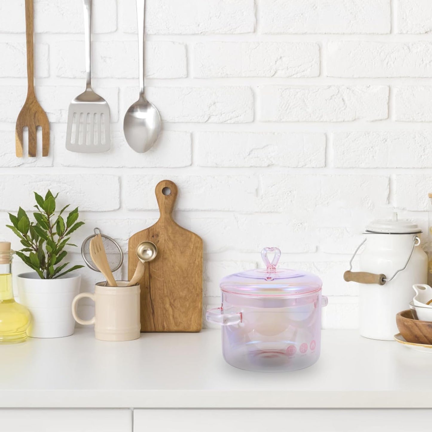 1.5L Handmade Glass Stove Pot with Lid for Cooking Pasta, Soup, and Baby Food - Heat Resistant Cookware by DOITOOL