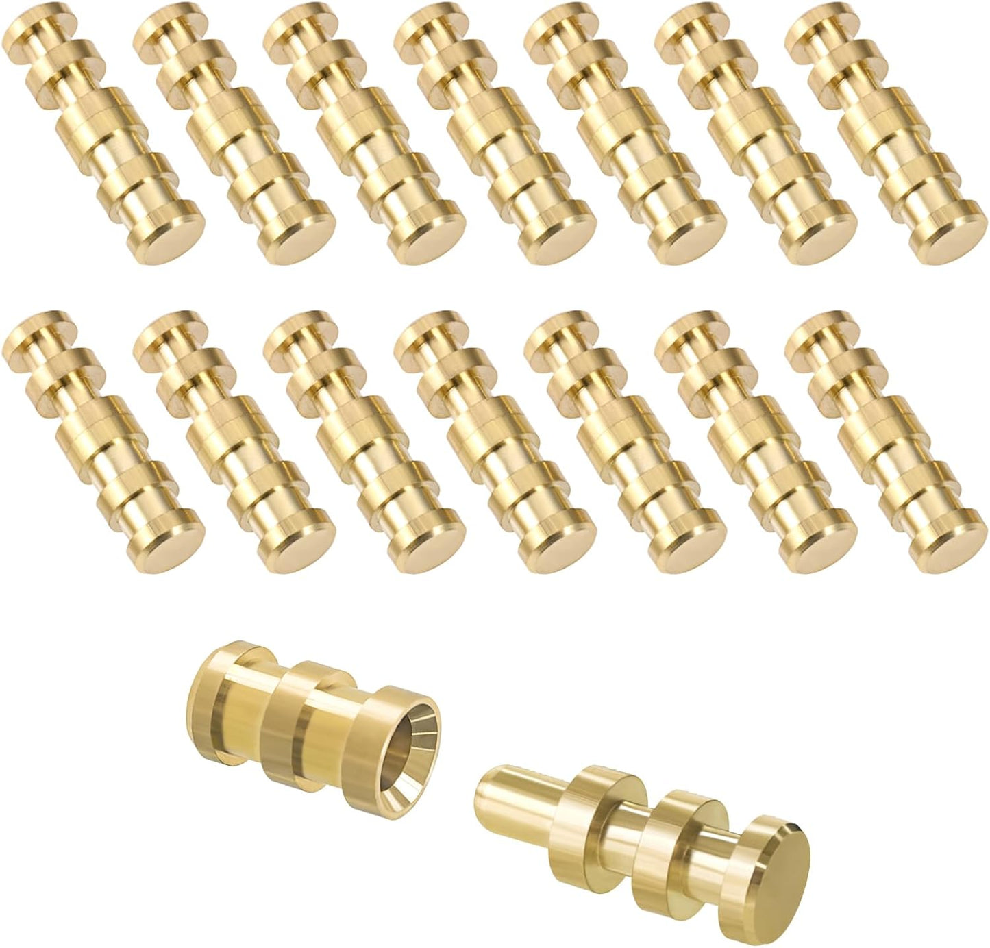 15pcs Brass Table Leaf Dowel Pins for Table Bolt Sleeve Connectors - Drawer Cabinet Buckle Extension Tables Hardware