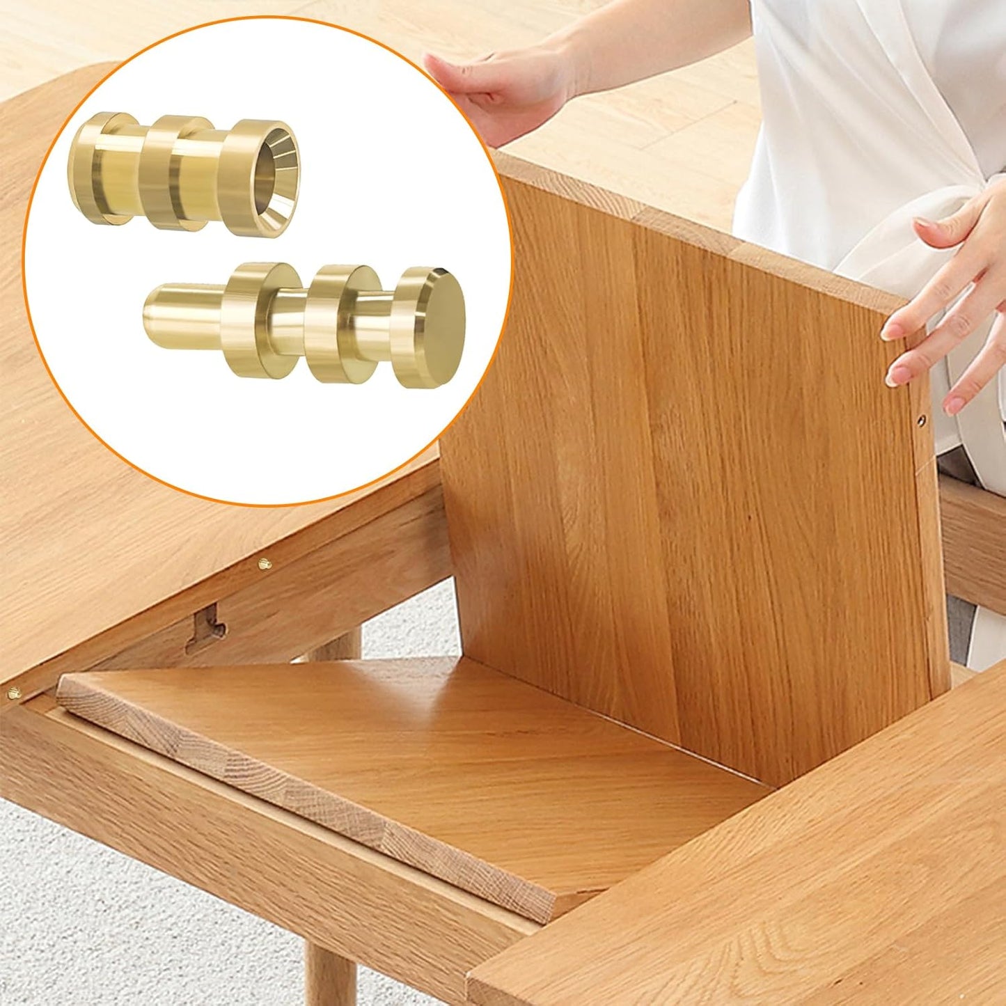 15pcs Brass Table Leaf Dowel Pins for Table Bolt Sleeve Connectors - Drawer Cabinet Buckle Extension Tables Hardware