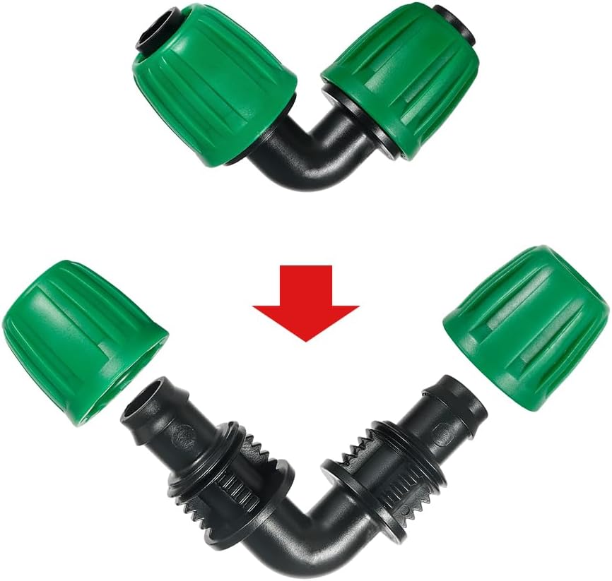 15PCS FULAIERGD 1/2" Tubing Elbow Connectors for Pond Irrigation - Barbed Nuts, 1/2" ID x 0.6-0.63" OD