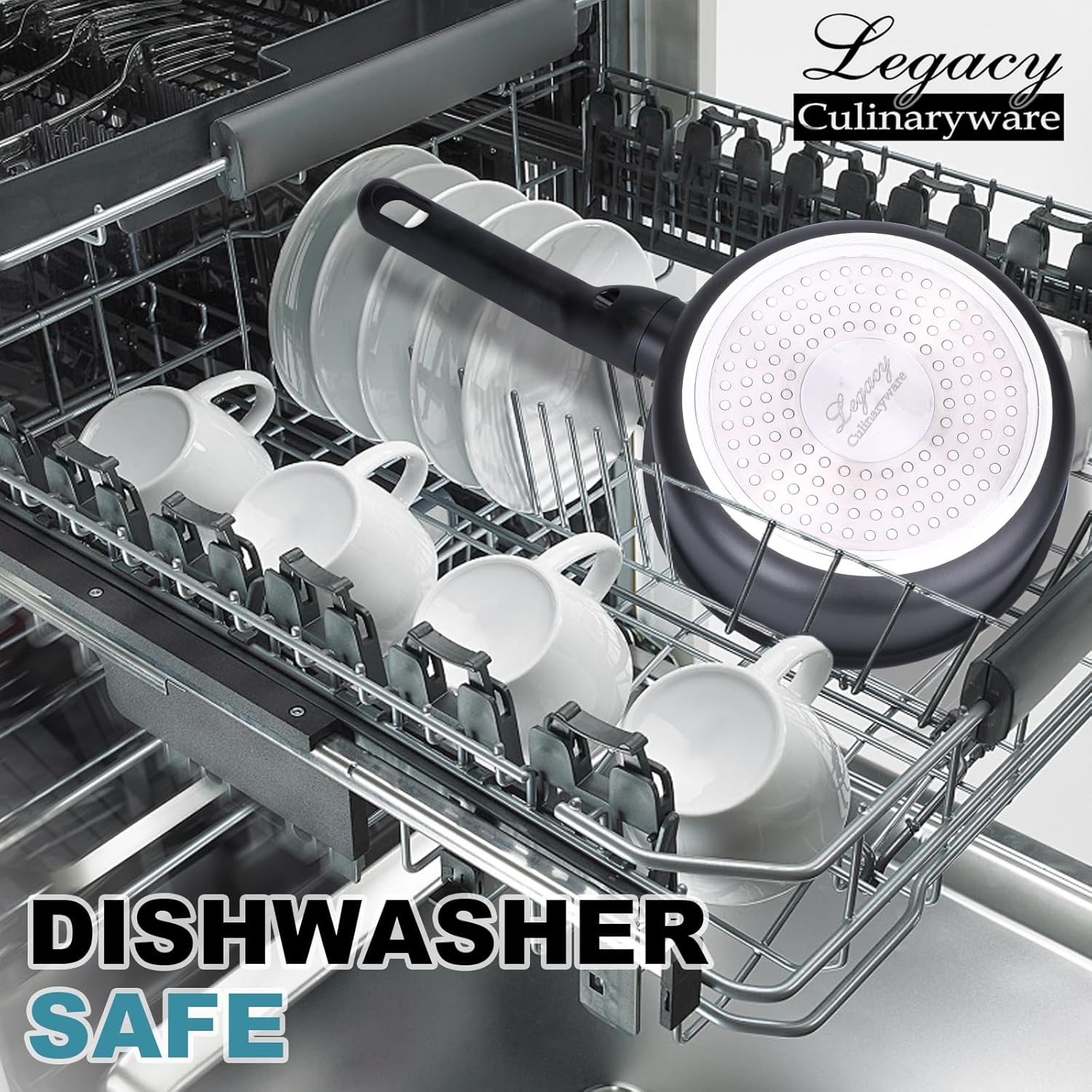 1.5QT Nonstick Sauce Pan with Lid - PFOA Free Induction Pot, Black