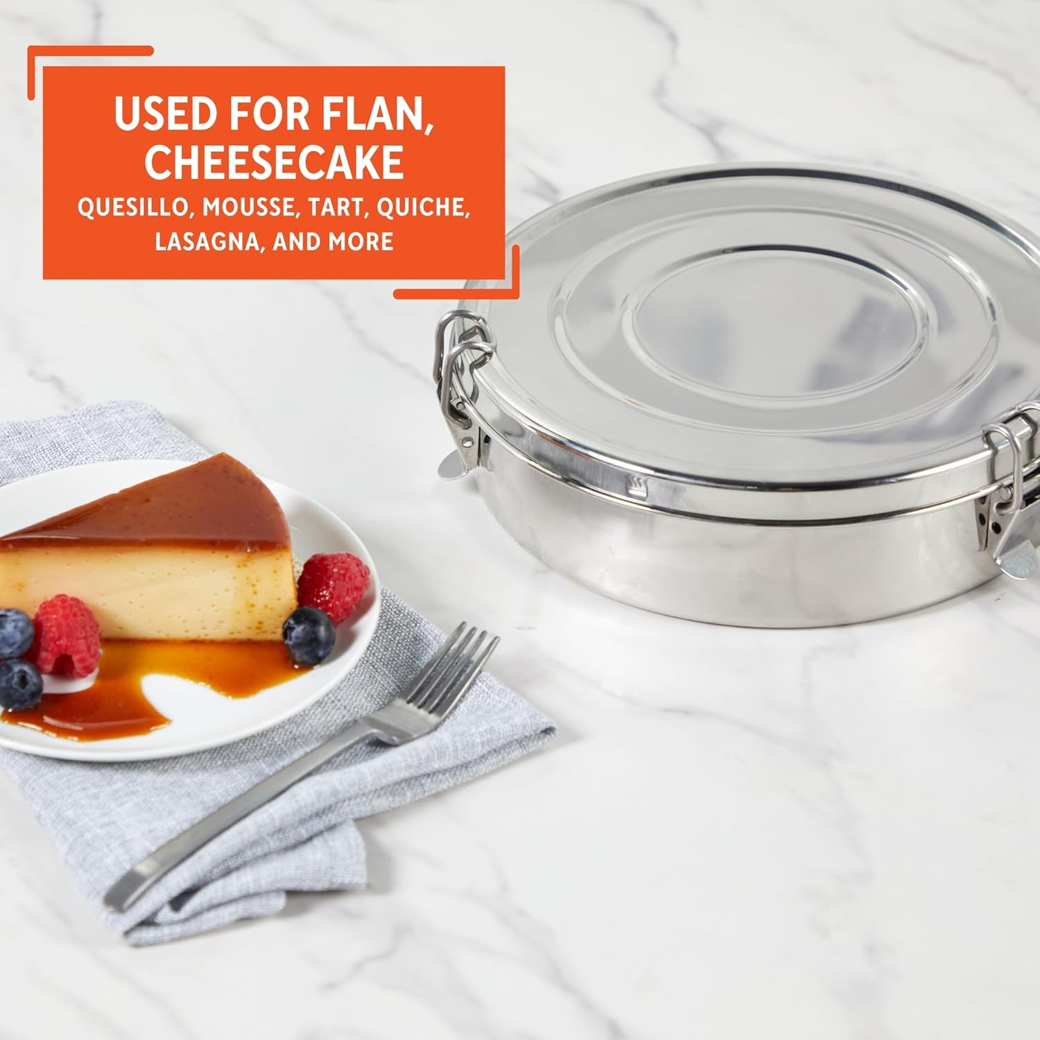 1.5Qt Silver Imusa Flan Mold - High-Quality Kitchen Tool for Flan Making