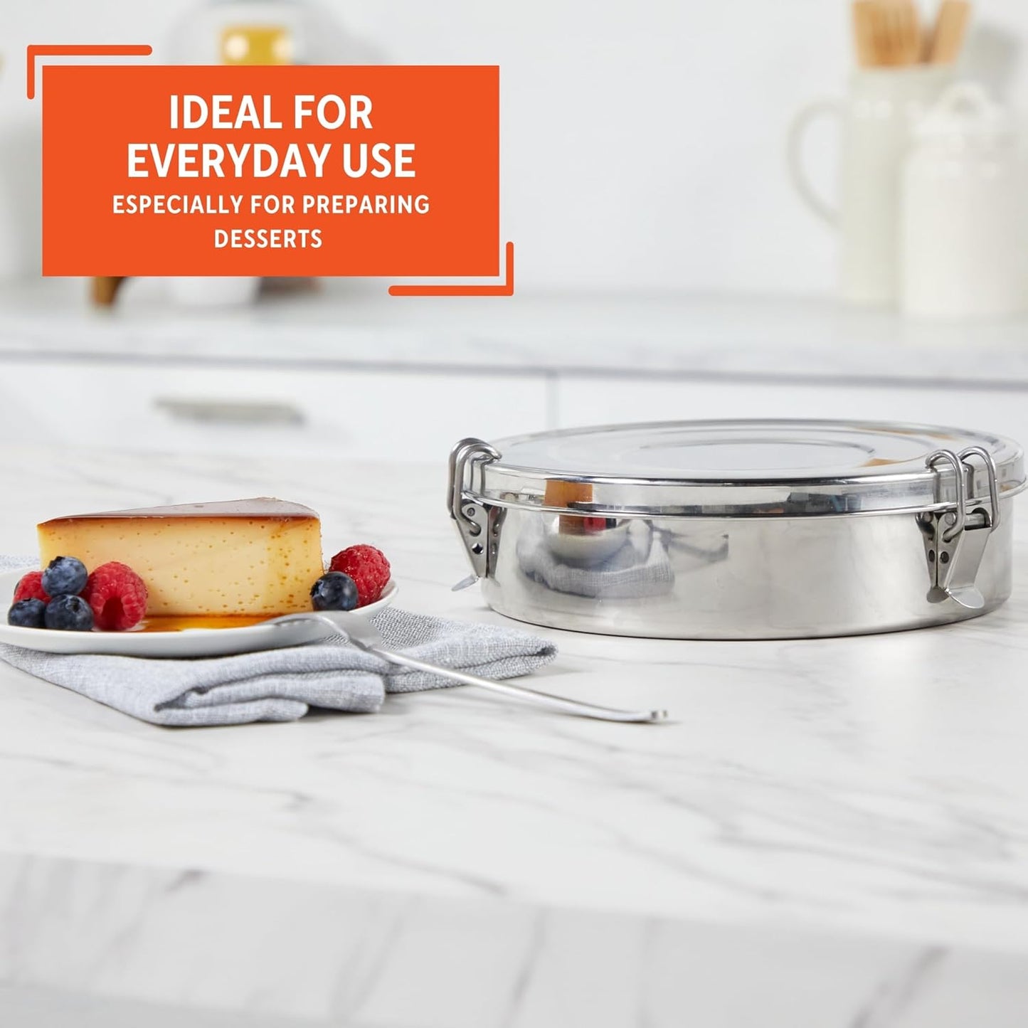 1.5Qt Silver Imusa Flan Mold - High-Quality Kitchen Tool for Flan Making