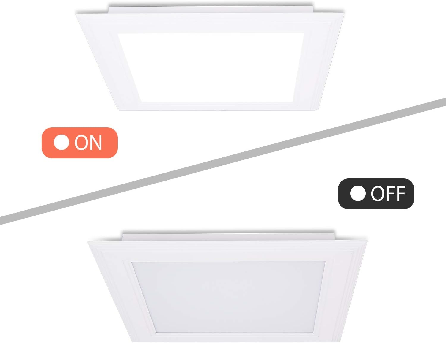 15W Square LED Recessed Ceiling Light with Open Trim - Cool White (6000K), 1400 Lumens, OD 9.84", ID 8.66" - 1 Pack