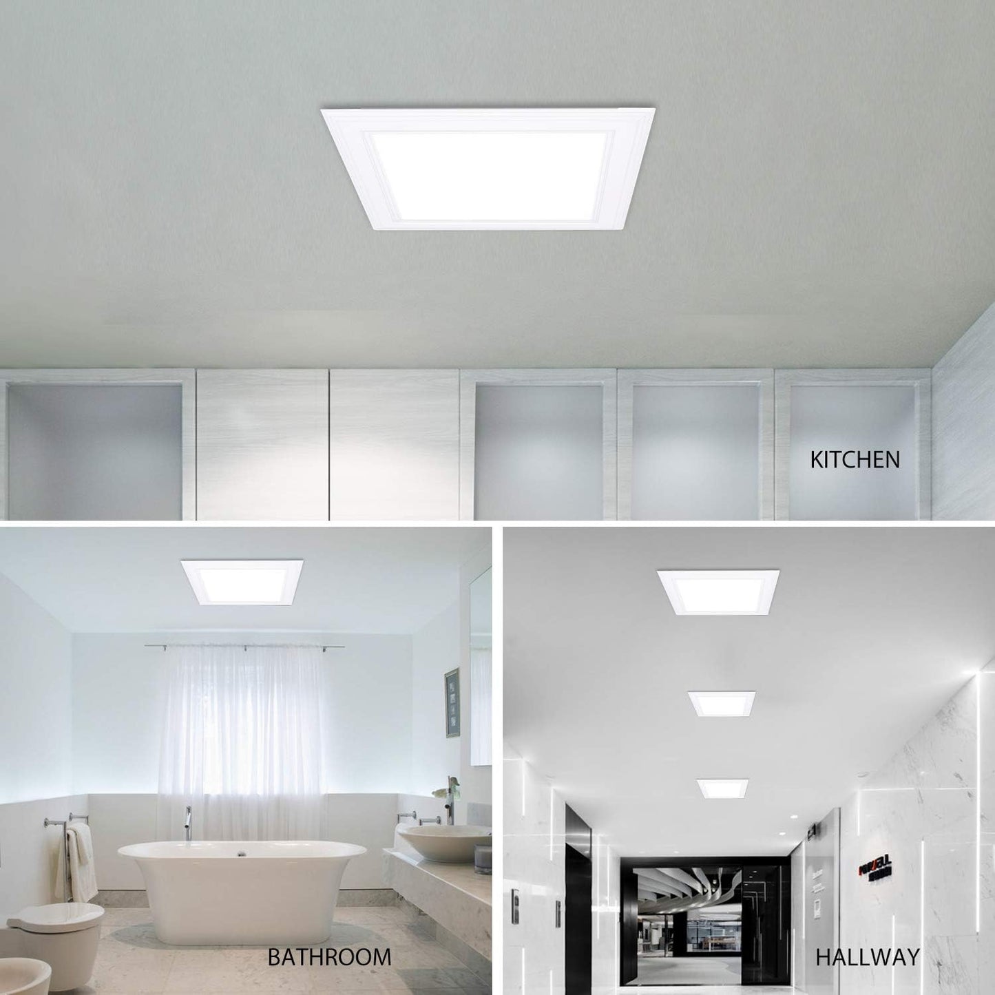 15W Square LED Recessed Ceiling Light with Open Trim - Cool White (6000K), 1400 Lumens, OD 9.84", ID 8.66" - 1 Pack