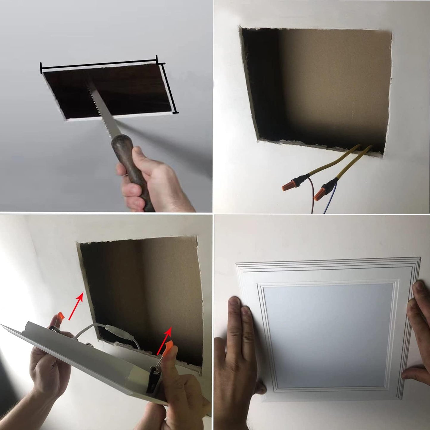 15W Square LED Recessed Ceiling Light with Open Trim - Cool White (6000K), 1400 Lumens, OD 9.84", ID 8.66" - 1 Pack