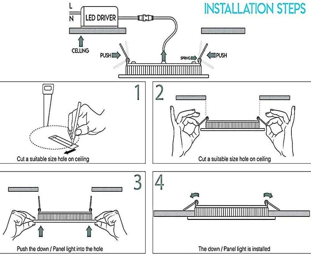 15W Square LED Recessed Ceiling Light with Open Trim - Cool White (6000K), 1400 Lumens, OD 9.84", ID 8.66" - 1 Pack