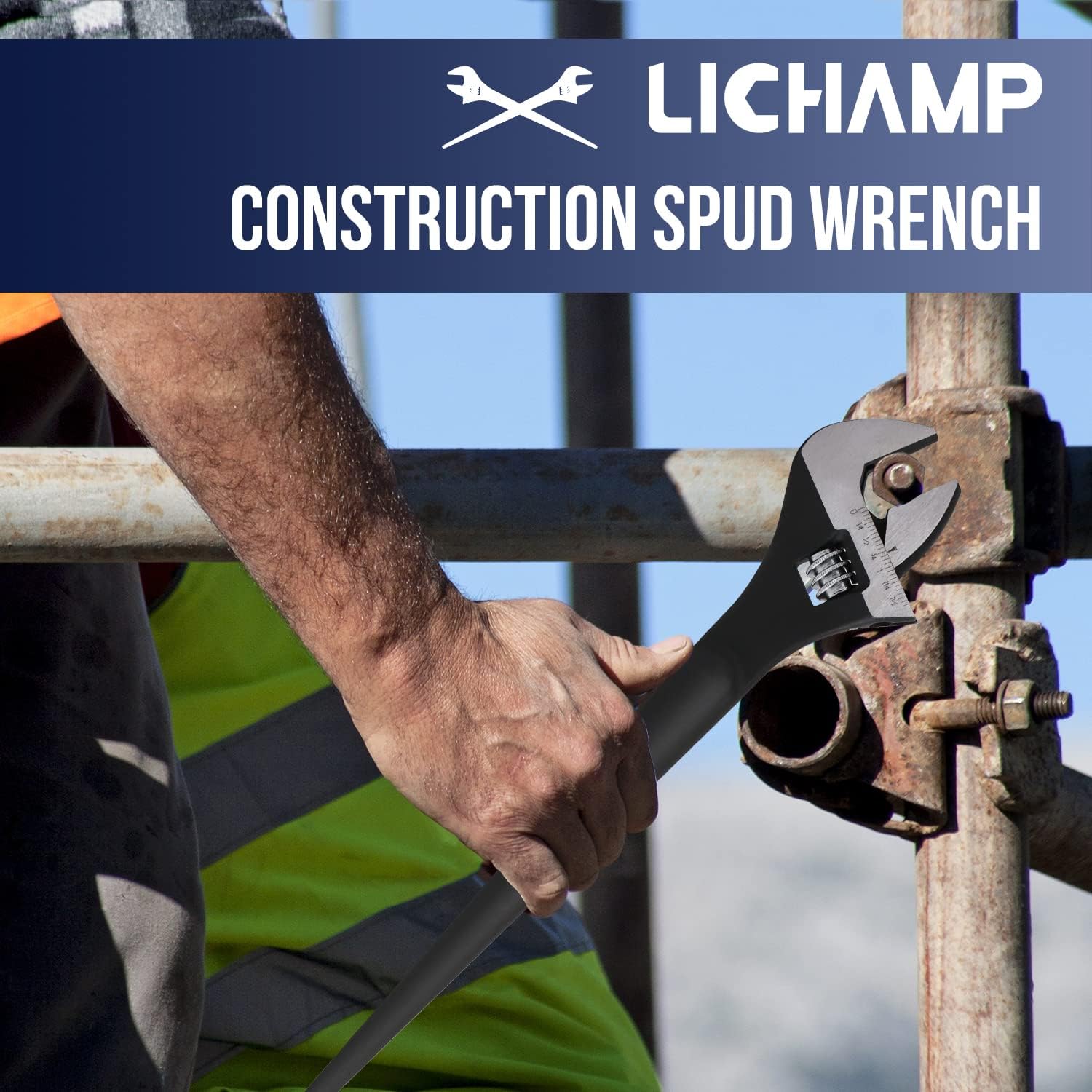 16-Inch Adjustable Construction Spud Wrench by Lichamp - Heavy Duty Tool for Construction Sites