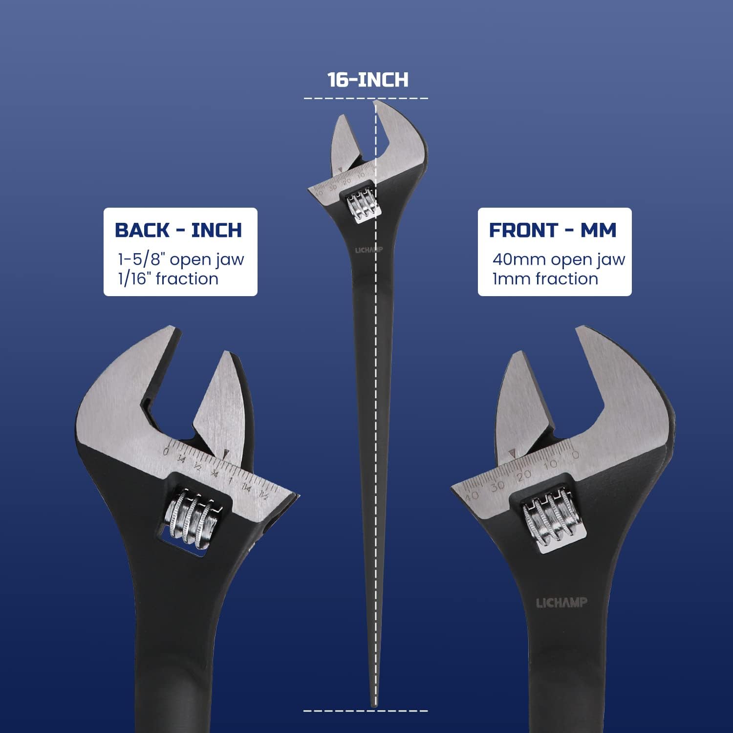 16-Inch Adjustable Construction Spud Wrench by Lichamp - Heavy Duty Tool for Construction Sites