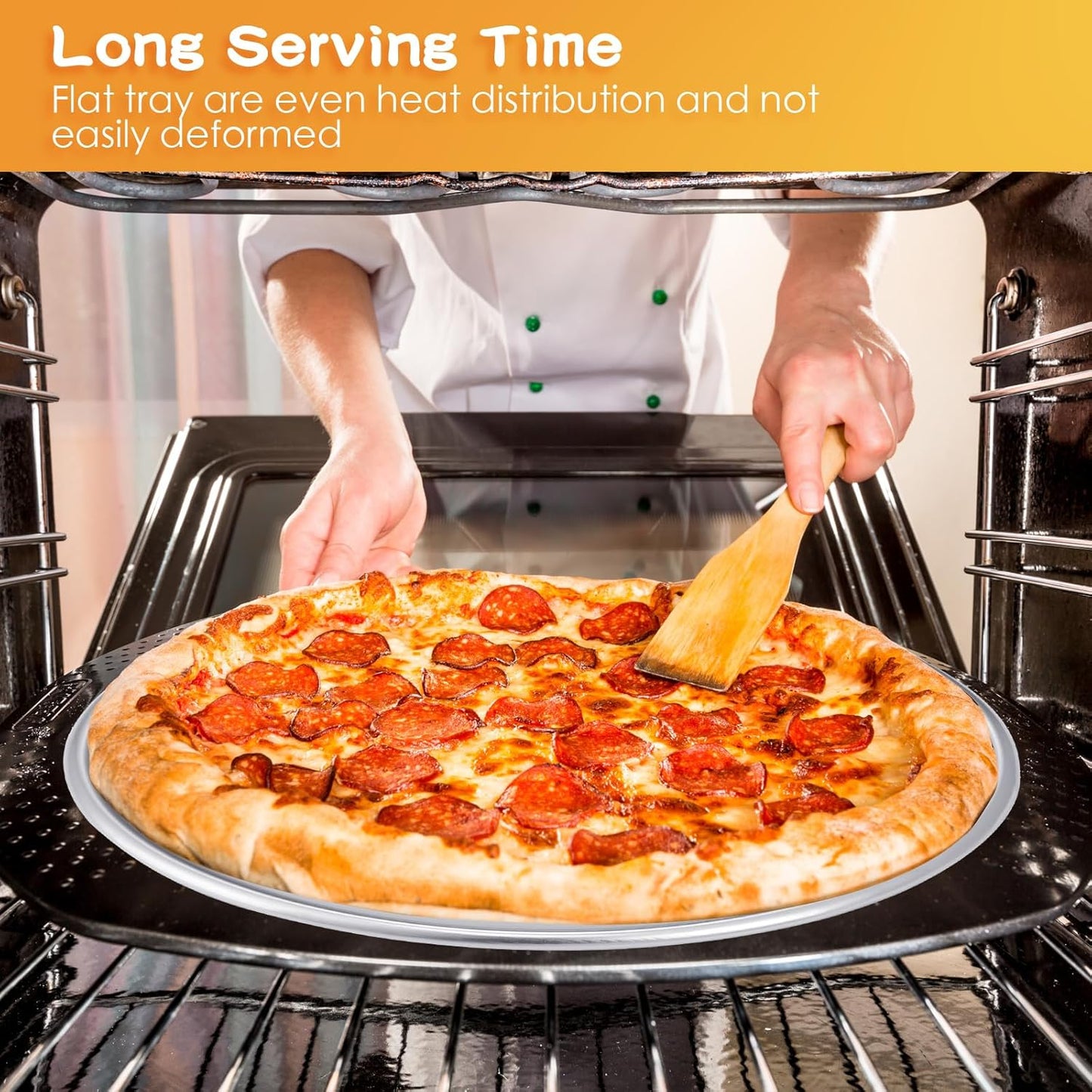 16 Inch Aluminum Pizza Pan Set for Baking in Home Kitchen or Restaurant - 12 Piece Rust-Free Pizza & Cake Tray Bulk Pack, Easy to Clean