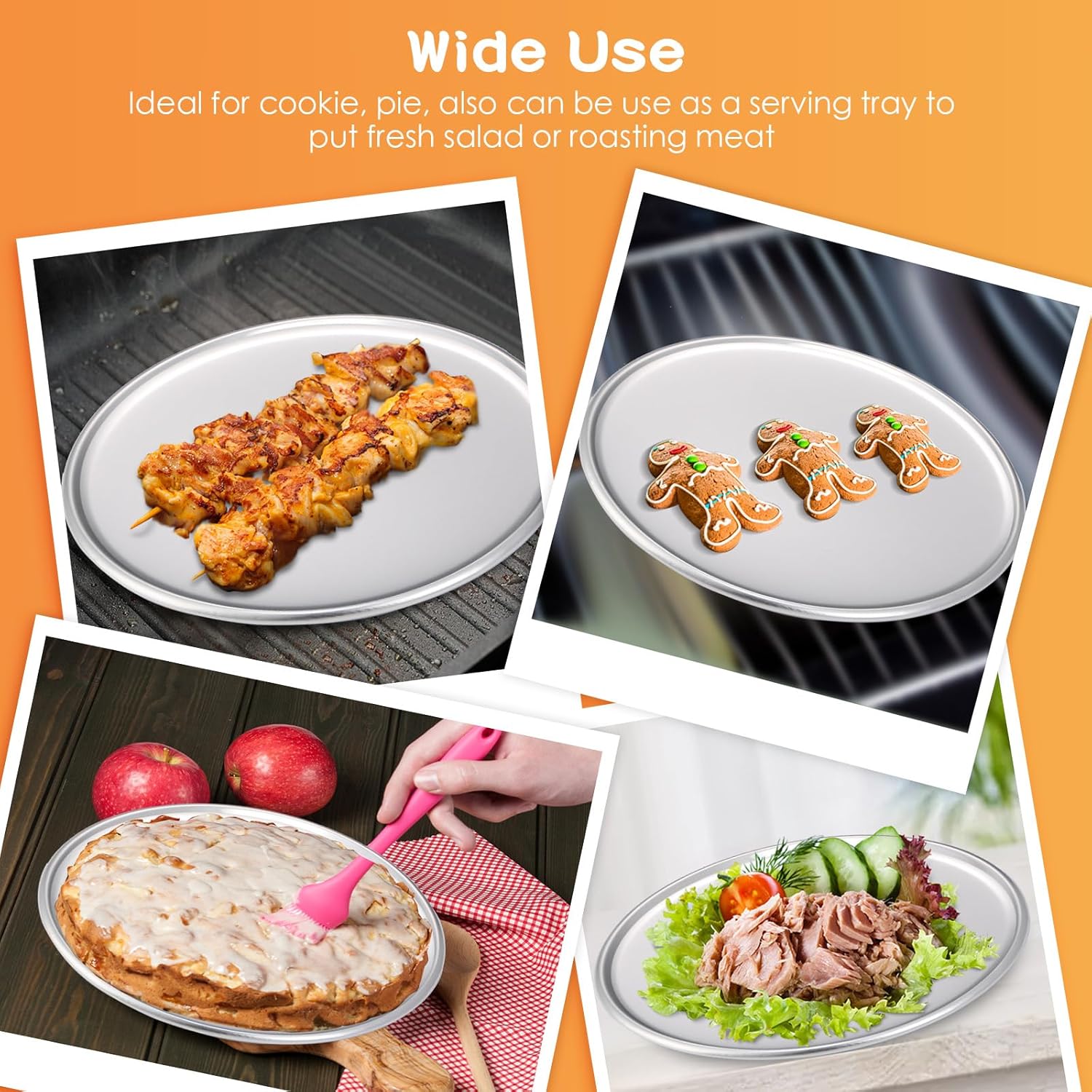 16 Inch Aluminum Pizza Pan Set for Baking in Home Kitchen or Restaurant - 12 Piece Rust-Free Pizza & Cake Tray Bulk Pack, Easy to Clean