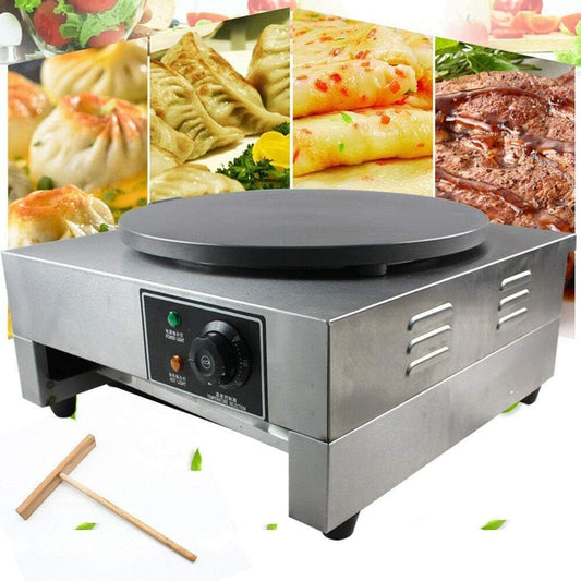 16-inch Electric Crepe Maker with Non-Stick Griddle and Wooden Spatula - US Stock