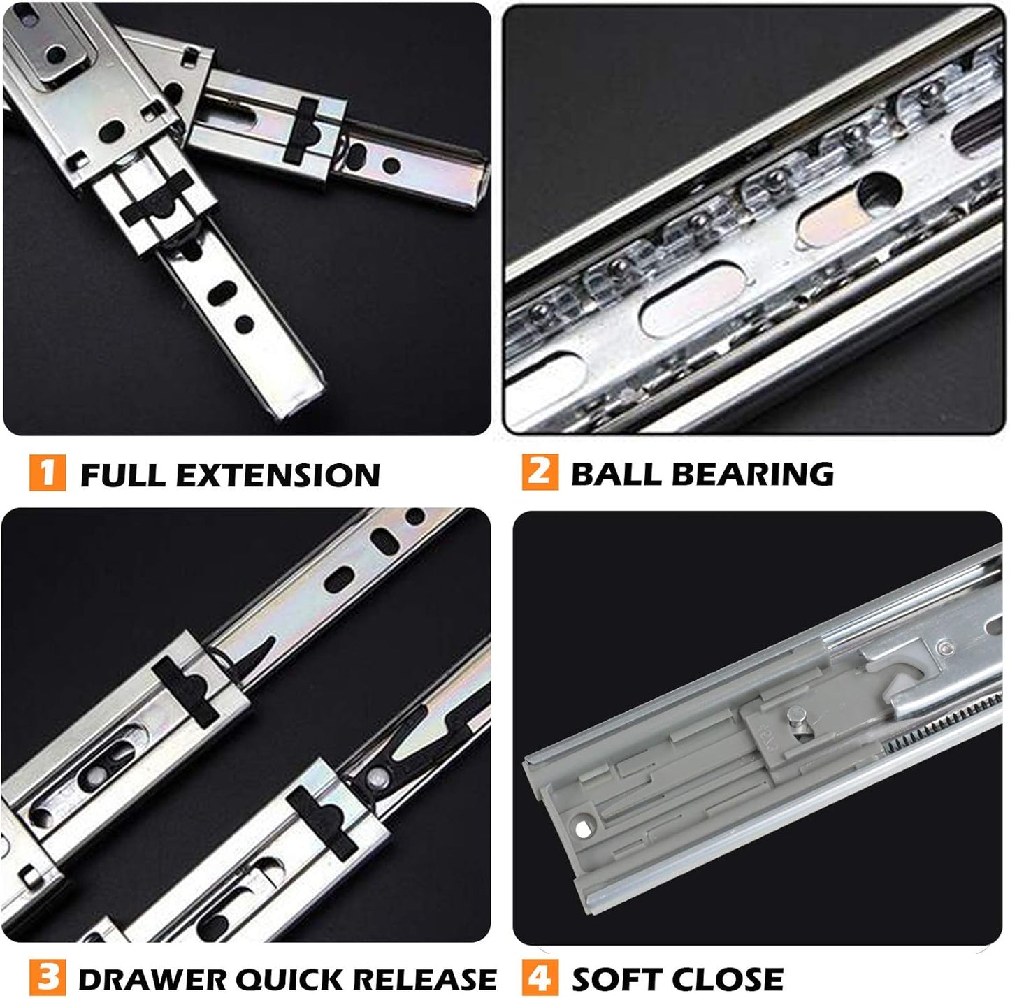 16-inch Gobrico Soft Close Drawer Slides - 100 lb Capacity - Full Extension Ball Bearing Runners - 2 Pairs - WildKart