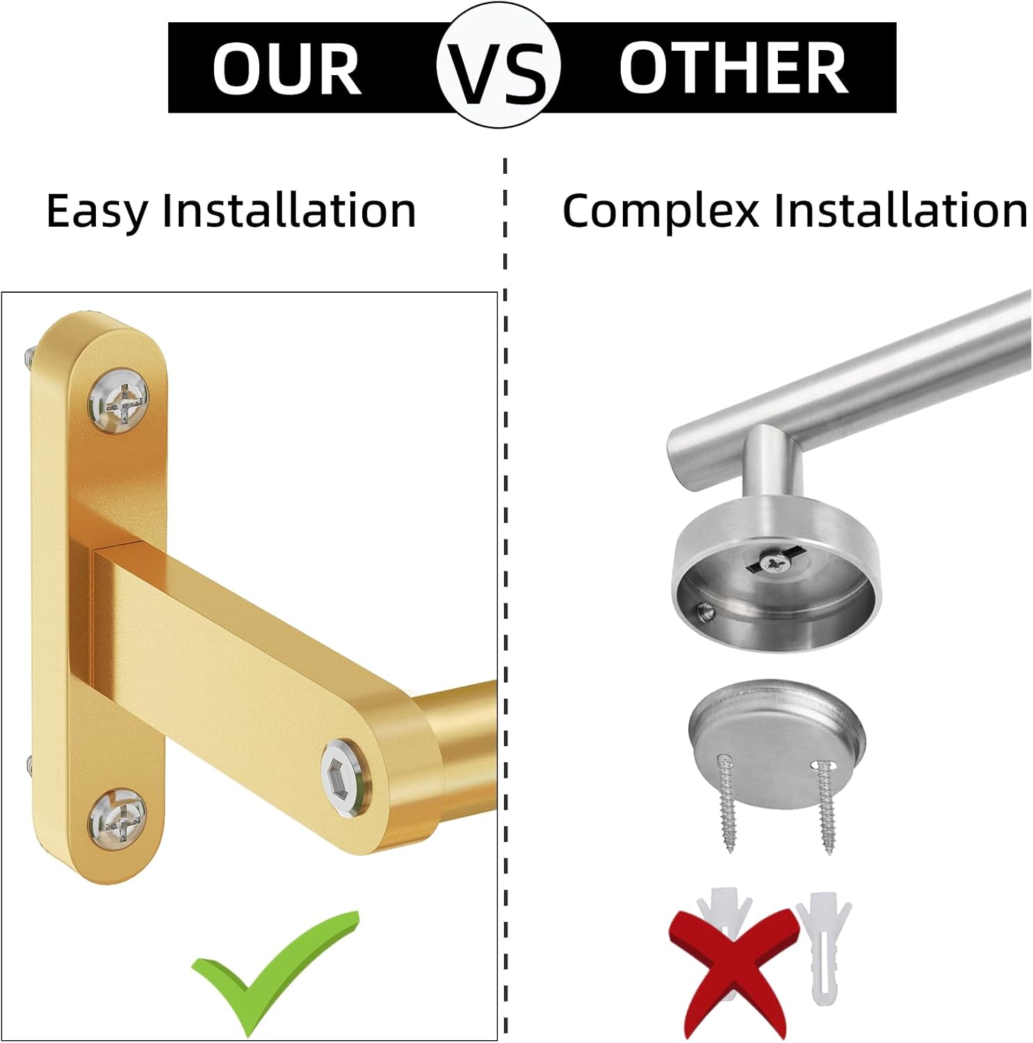 16 Inch Gold Stainless Steel Towel Bar for Bathroom Wall - Heavy Duty Single Rod Holder by KLJKPA
