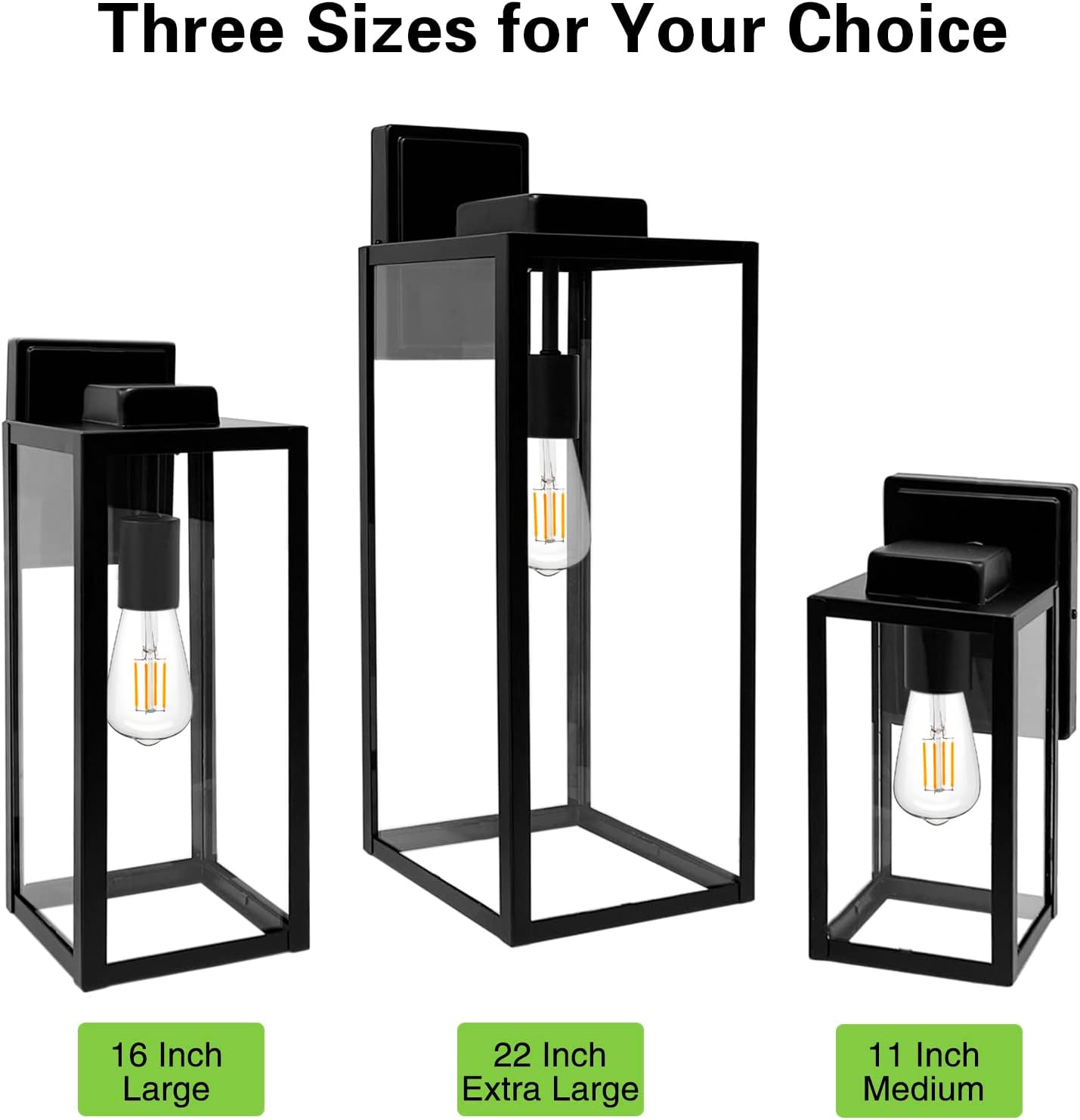 16 Inch Large Outdoor Wall Lantern with Glass Shade - Waterproof Exterior Wall Sconce for Porch & Front Door - Anti-Rust Wall Mounted Lighting with E26 Socket by Hykolity