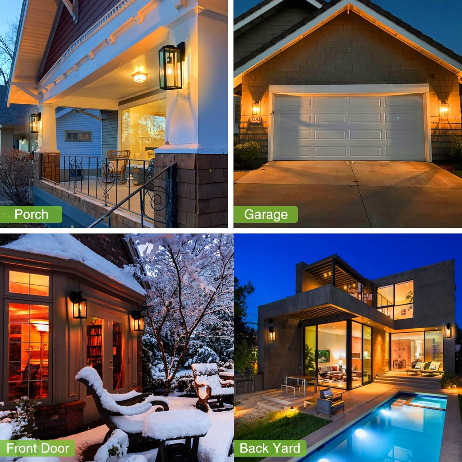 16 Inch Large Outdoor Wall Lantern with Glass Shade - Waterproof Exterior Wall Sconce for Porch & Front Door - Anti-Rust Wall Mounted Lighting with E26 Socket by Hykolity