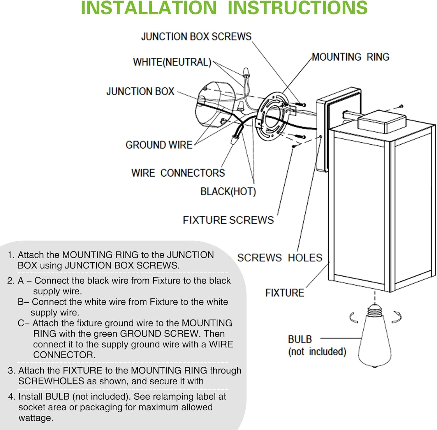 16 Inch Large Outdoor Wall Lantern with Glass Shade - Waterproof Exterior Wall Sconce for Porch & Front Door - Anti-Rust Wall Mounted Lighting with E26 Socket by Hykolity