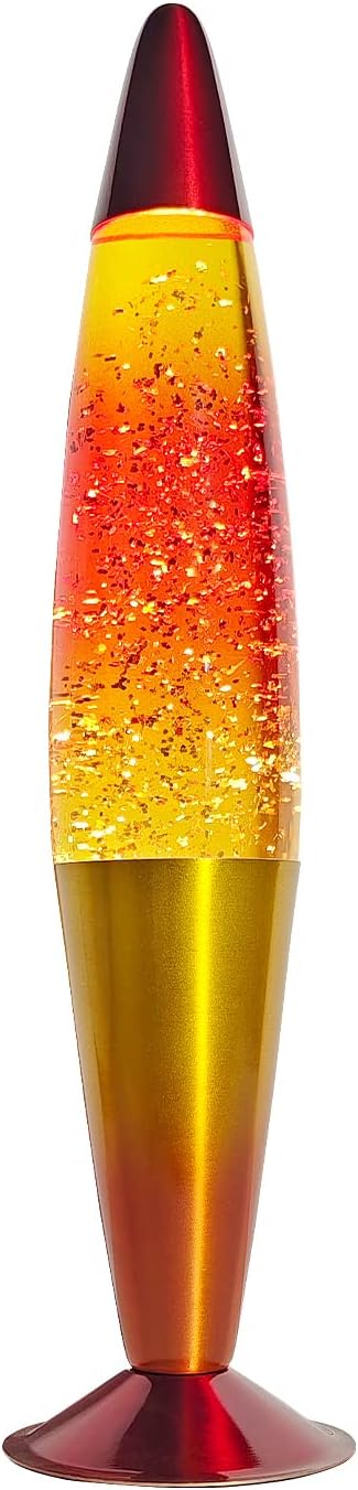 16 Inch Rainbow Glitter Lamp with 2 Bulbs - Sunset & Sunrise Mood Lighting for Home Decor - Perfect Gift for Women, Kids - Yellow, Orange, Red Color Scheme