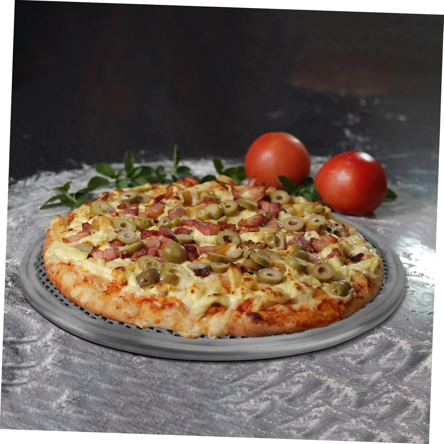 16 Inch Stainless Steel Pizza Baking Pan with Pizza Screen - BBQ Pizza Cooking Tray for Pasta and More