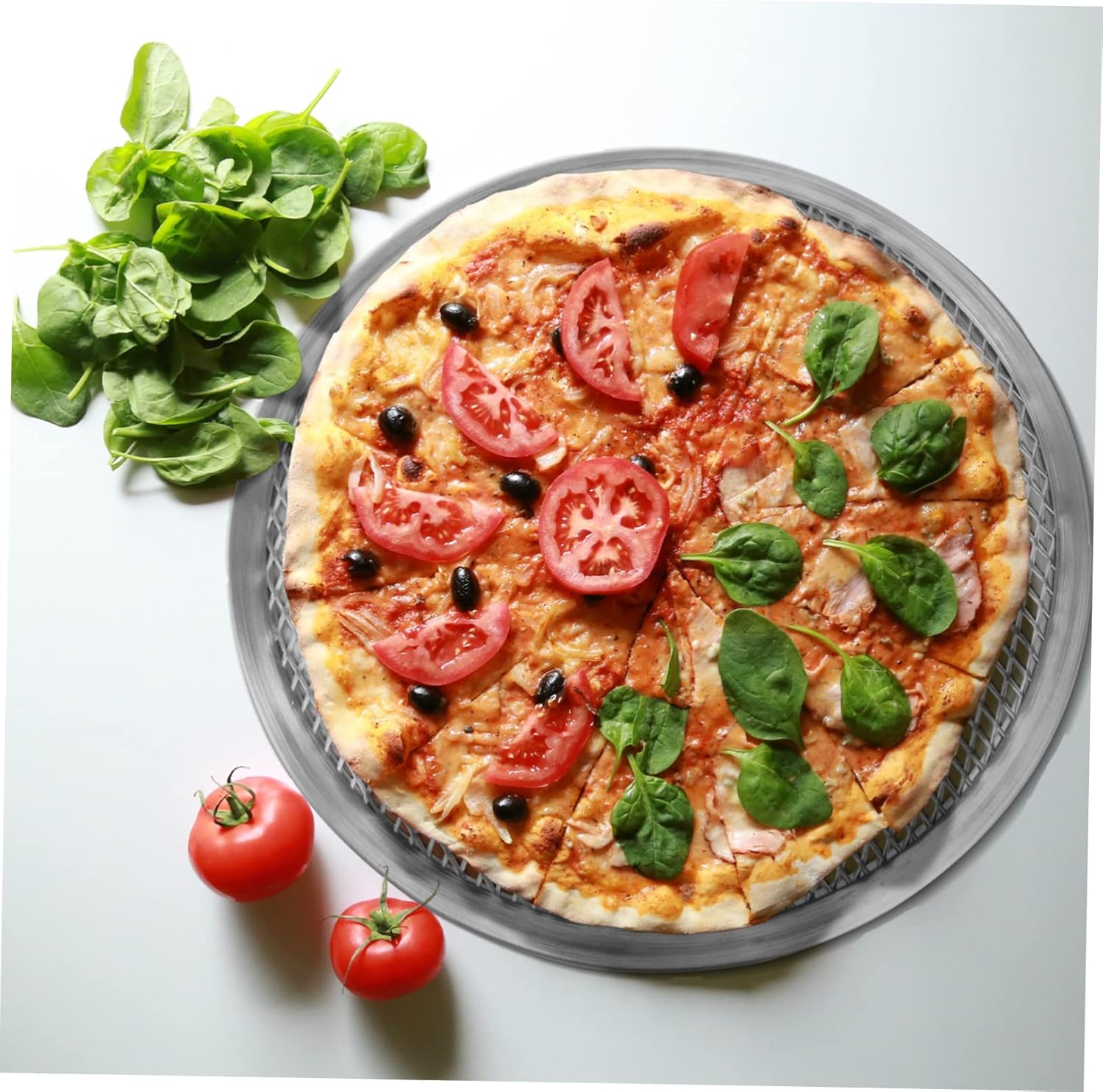 16 Inch Stainless Steel Pizza Baking Pan with Pizza Screen - BBQ Pizza Cooking Tray for Pasta and More