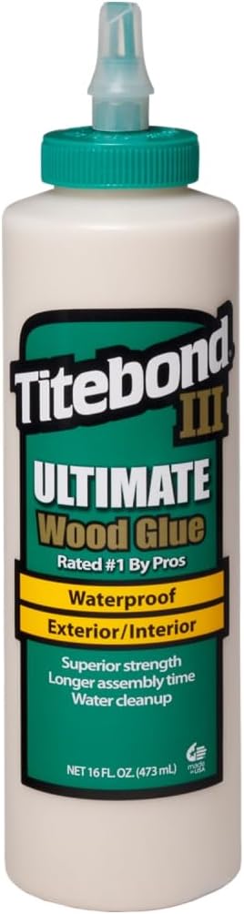 16-Ounce Titebond III Ultimate Wood Glue, Strong Bonding Formula, High-Quality Adhesive #1414