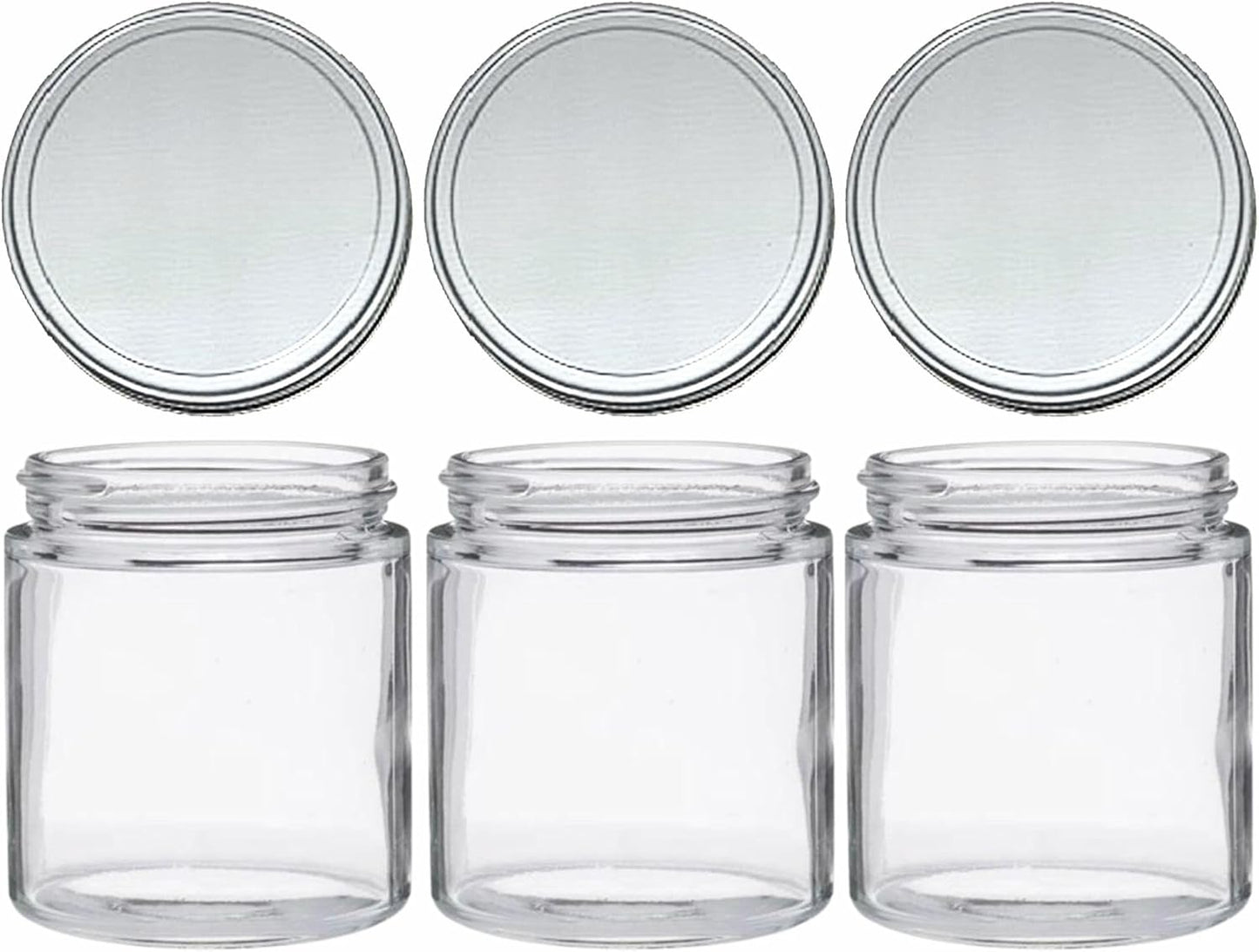 16 oz Wide Mouth Glass Mason Jars with Silver Metal Lids - Set of 6 - Made in USA