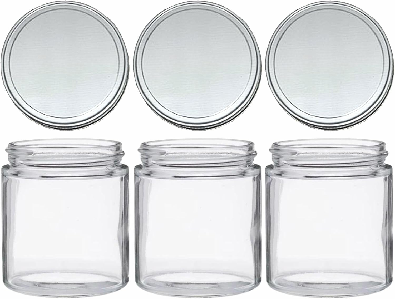 16 oz Wide Mouth Glass Mason Jars with Silver Metal Lids - Set of 6 - Made in USA