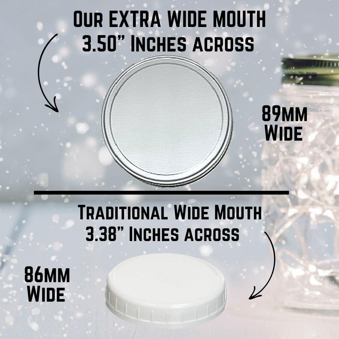 16 oz Wide Mouth Glass Mason Jars with Silver Metal Lids - Set of 6 - Made in USA