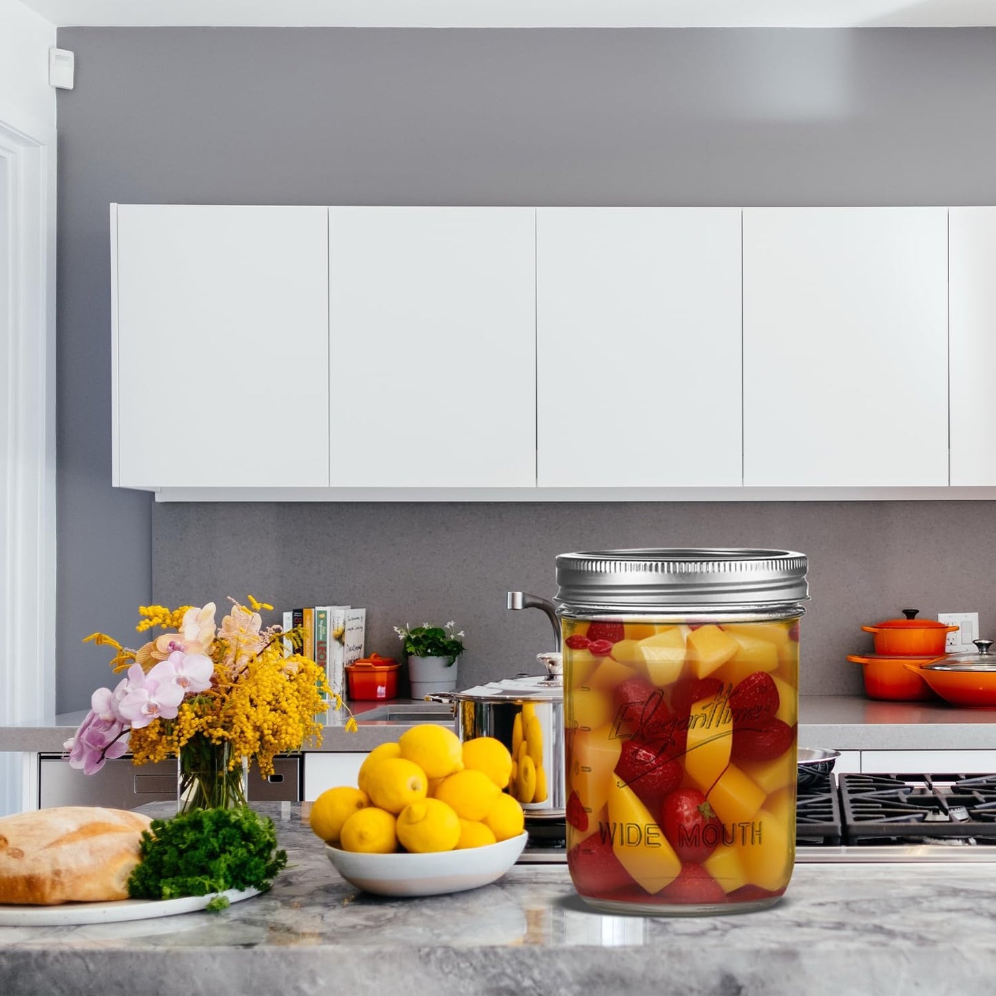 16 oz Wide Mouth Mason Jars - 12 Pack Canning Jars with Lids for Candles, Home Decor, Overnight Oats, Fruit Preserves - Airtight Glass Containers