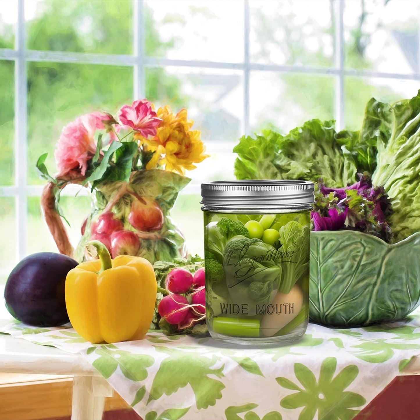 16 oz Wide Mouth Mason Jars - 12 Pack Canning Jars with Lids for Candles, Home Decor, Overnight Oats, Fruit Preserves - Airtight Glass Containers