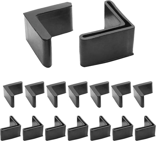 16 Pack 2" x 2" Rubber Furniture Leg Cover Protectors - Anti Slip L Shape Angle Pads for Furniture Legs