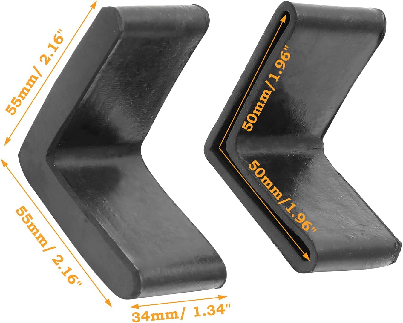 16 Pack 2" x 2" Rubber Furniture Leg Cover Protectors - Anti Slip L Shape Angle Pads for Furniture Legs