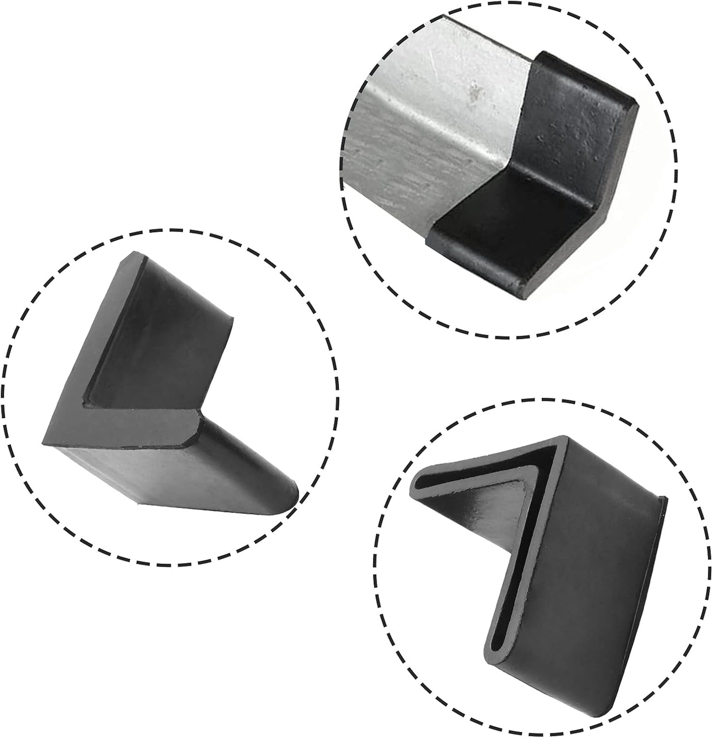 16 Pack 2" x 2" Rubber Furniture Leg Cover Protectors - Anti Slip L Shape Angle Pads for Furniture Legs