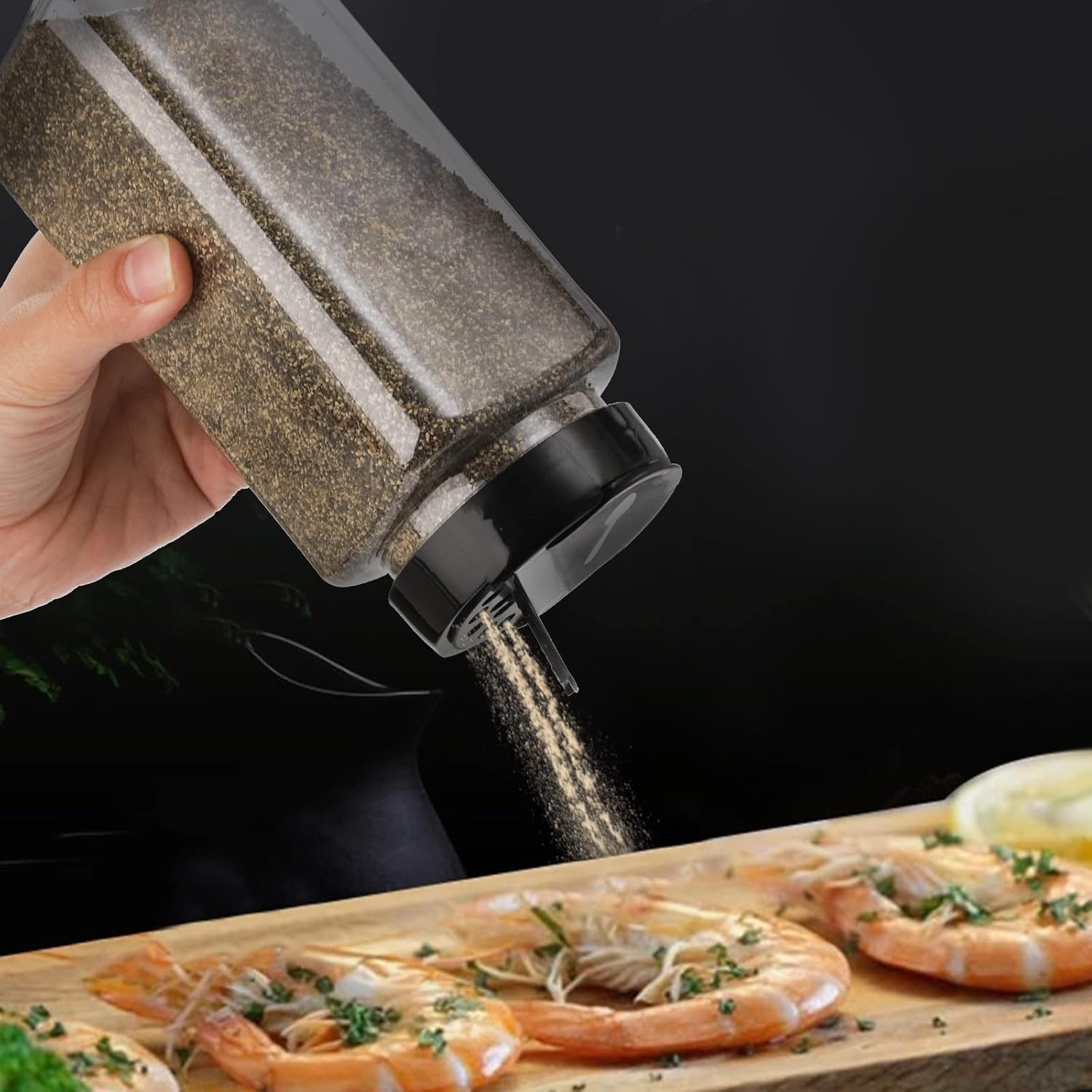 16 Pack 21 Oz Plastic Spice Jars with Shaker/Pourer Lids - Square Empty Seasoning Containers for Dry Food, Condiments, Herbs