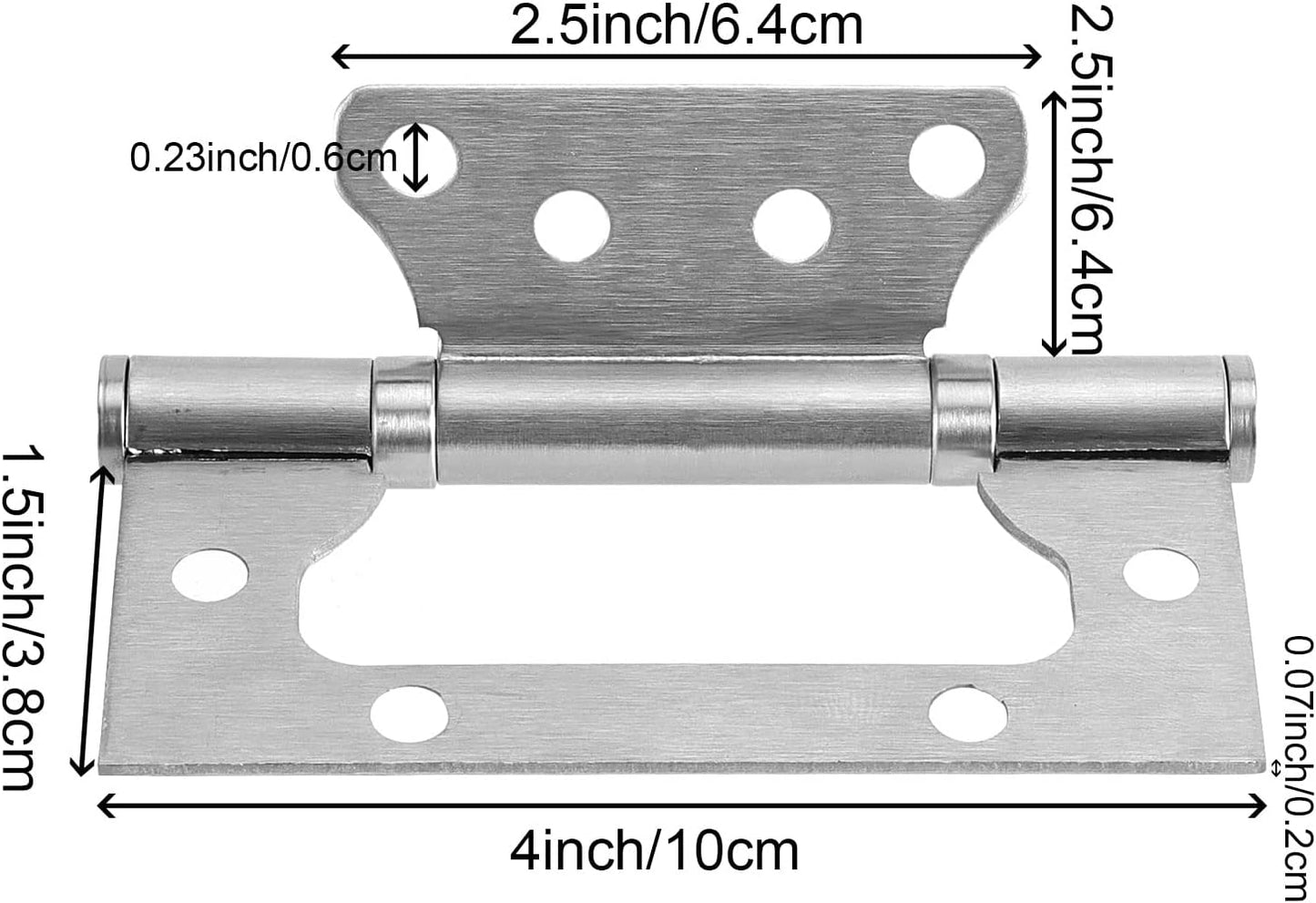 16 Pack 4 x 3 Inch Brushed Nickel Non-Mortise Door Hinges - Heavy Duty Stainless Steel Flush Hinges with Screws