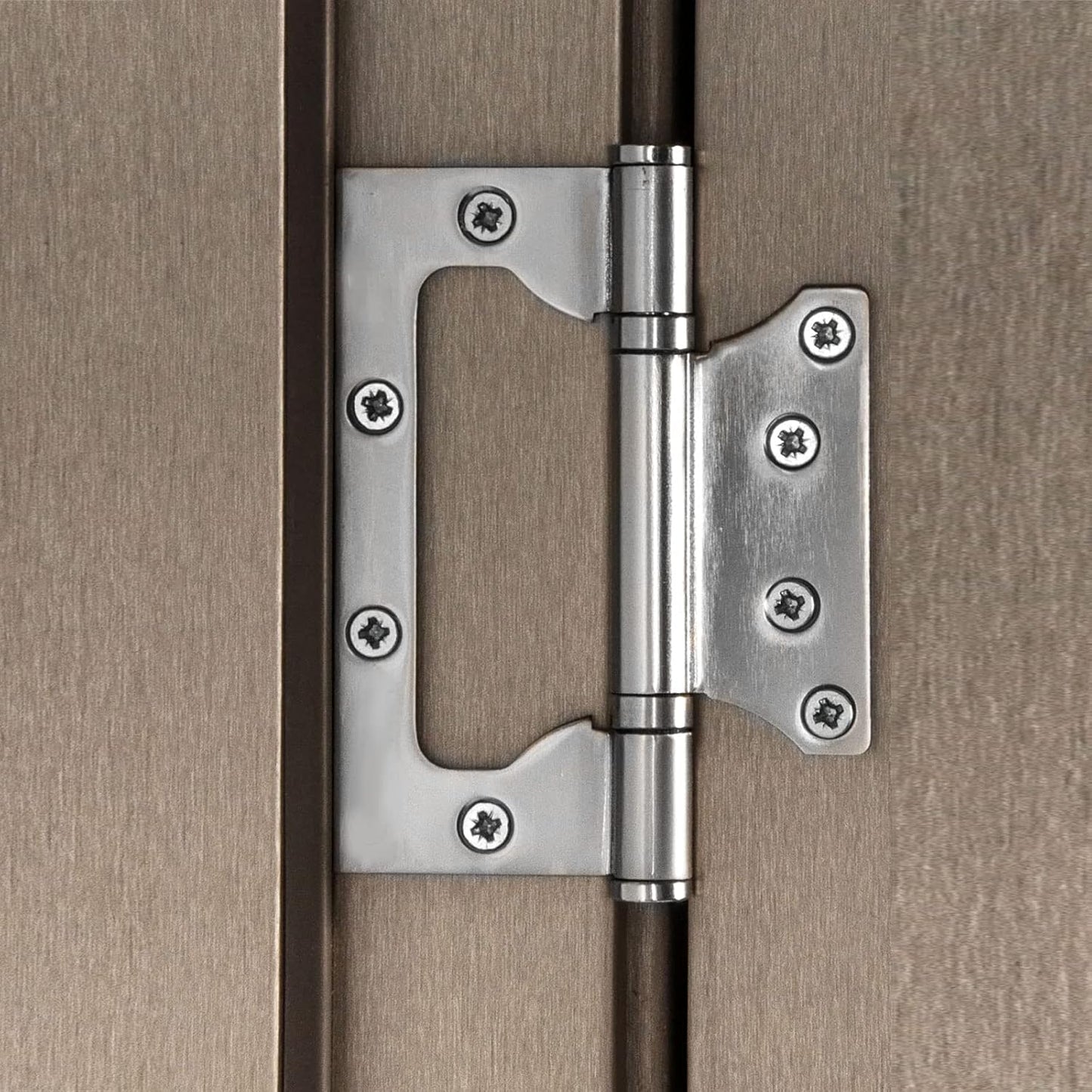 16 Pack 4 x 3 Inch Brushed Nickel Non-Mortise Door Hinges - Heavy Duty Stainless Steel Flush Hinges with Screws