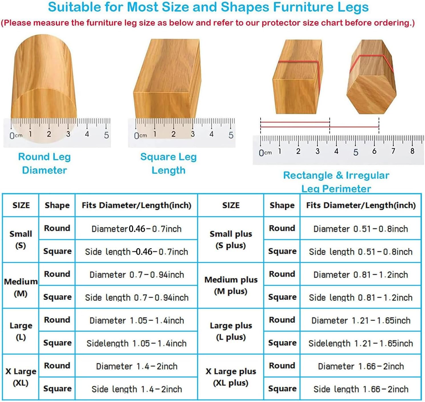 16 Pack Square Clear-L Chair Leg Floor Protectors for Hardwood Floors - Rubber Furniture Sliders with 360° Felt Pad Bottom