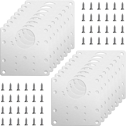 16 Pack Stainless Steel Cabinet Hinge Repair Plate Kit with Mounting Screws - Protect Wooden Kitchen Cabinet Door with Hinge Repair Brackets