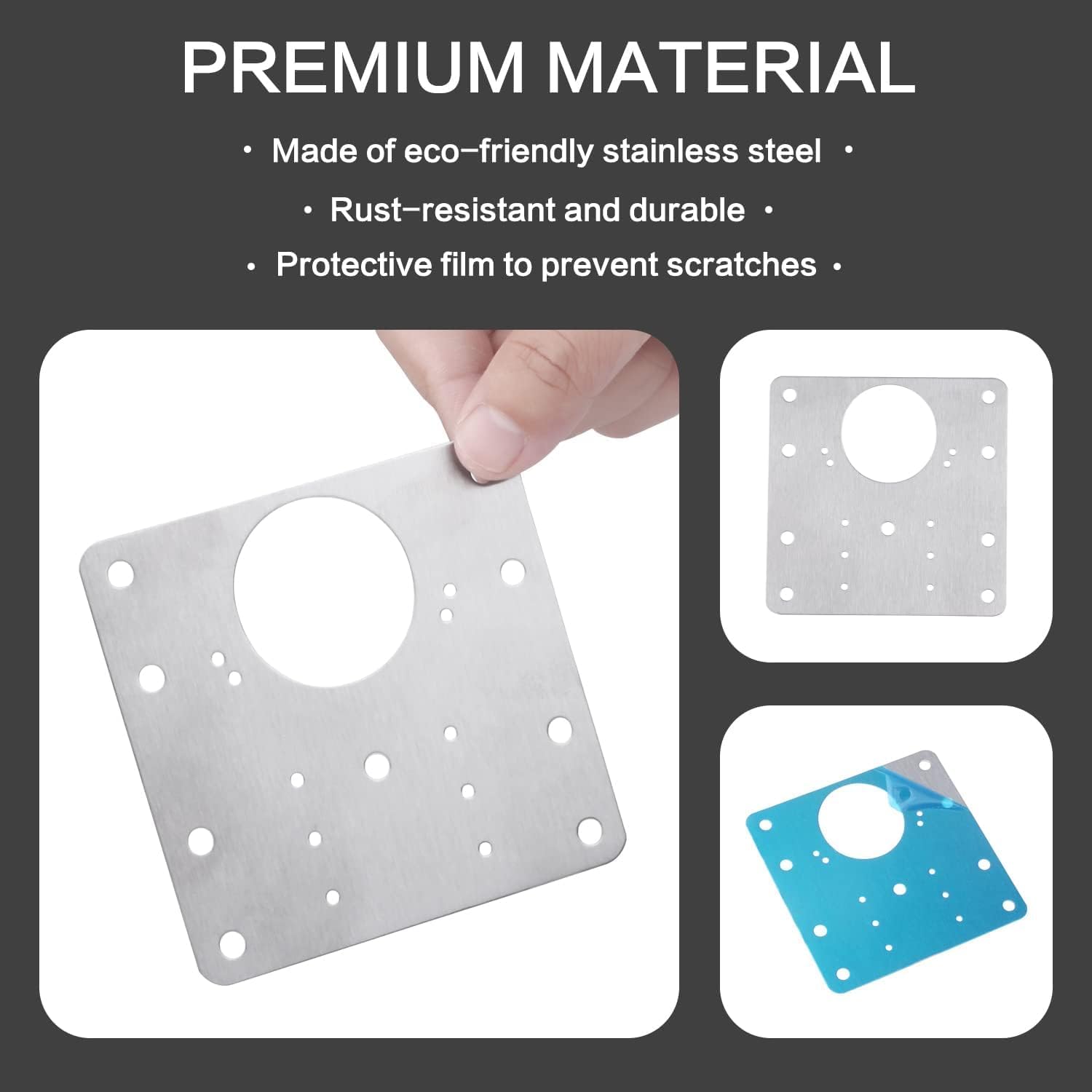 16 Pack Stainless Steel Cabinet Hinge Repair Plate Kit with Mounting Screws - Protect Wooden Kitchen Cabinet Door with Hinge Repair Brackets