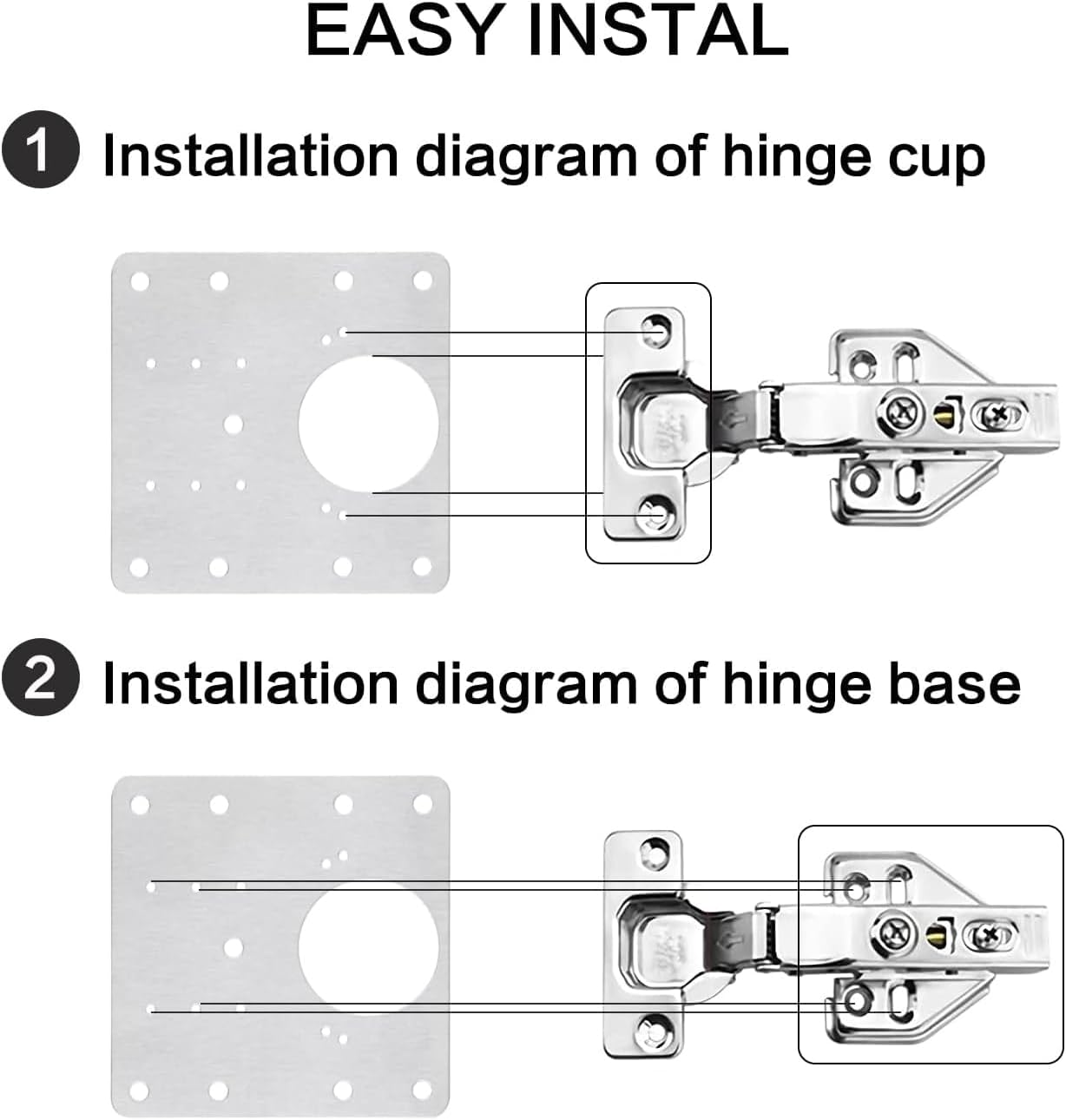 16 Pack Stainless Steel Cabinet Hinge Repair Plate Kit with Mounting Screws - Protect Wooden Kitchen Cabinet Door with Hinge Repair Brackets
