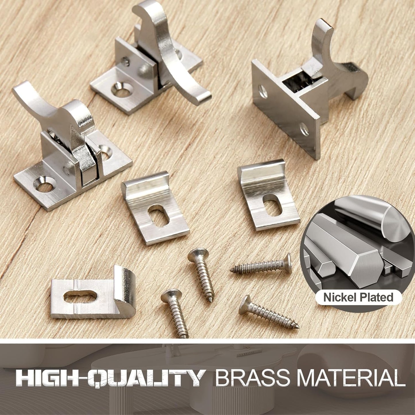 16 Pcs Brass Heavy Duty Cabinet Door Latch with Mounting Screws for Bedroom Bathroom Window Catch
