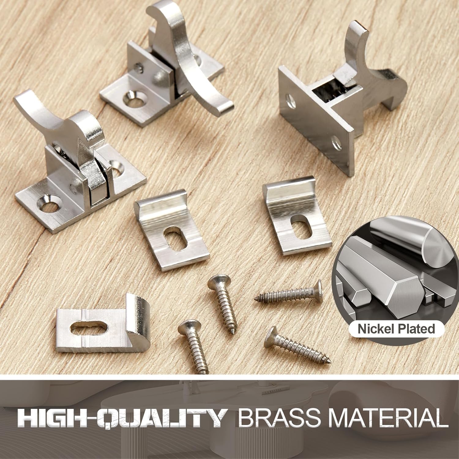 16 Pcs Brass Heavy Duty Cabinet Door Latch with Mounting Screws for Bedroom Bathroom Window Catch