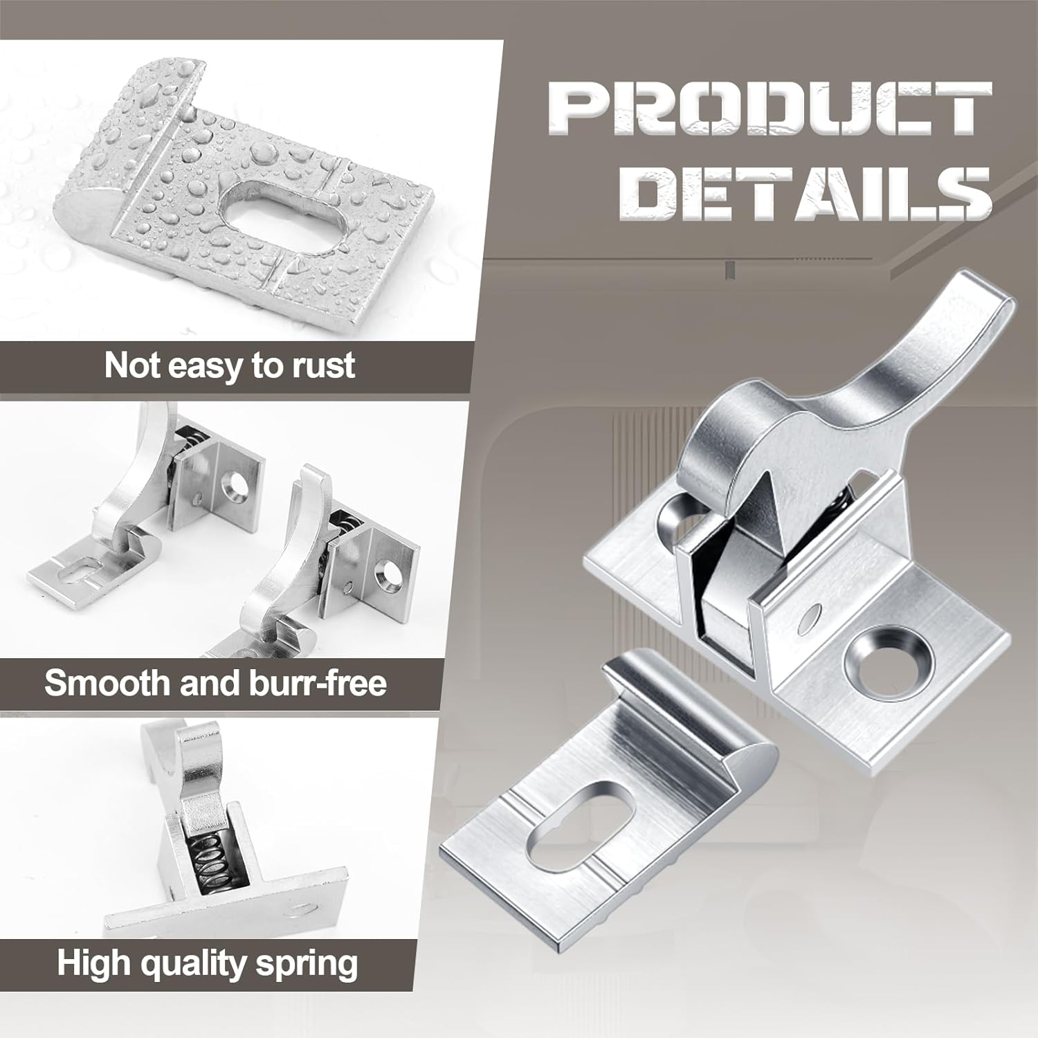 16 Pcs Brass Heavy Duty Cabinet Door Latch with Mounting Screws for Bedroom Bathroom Window Catch